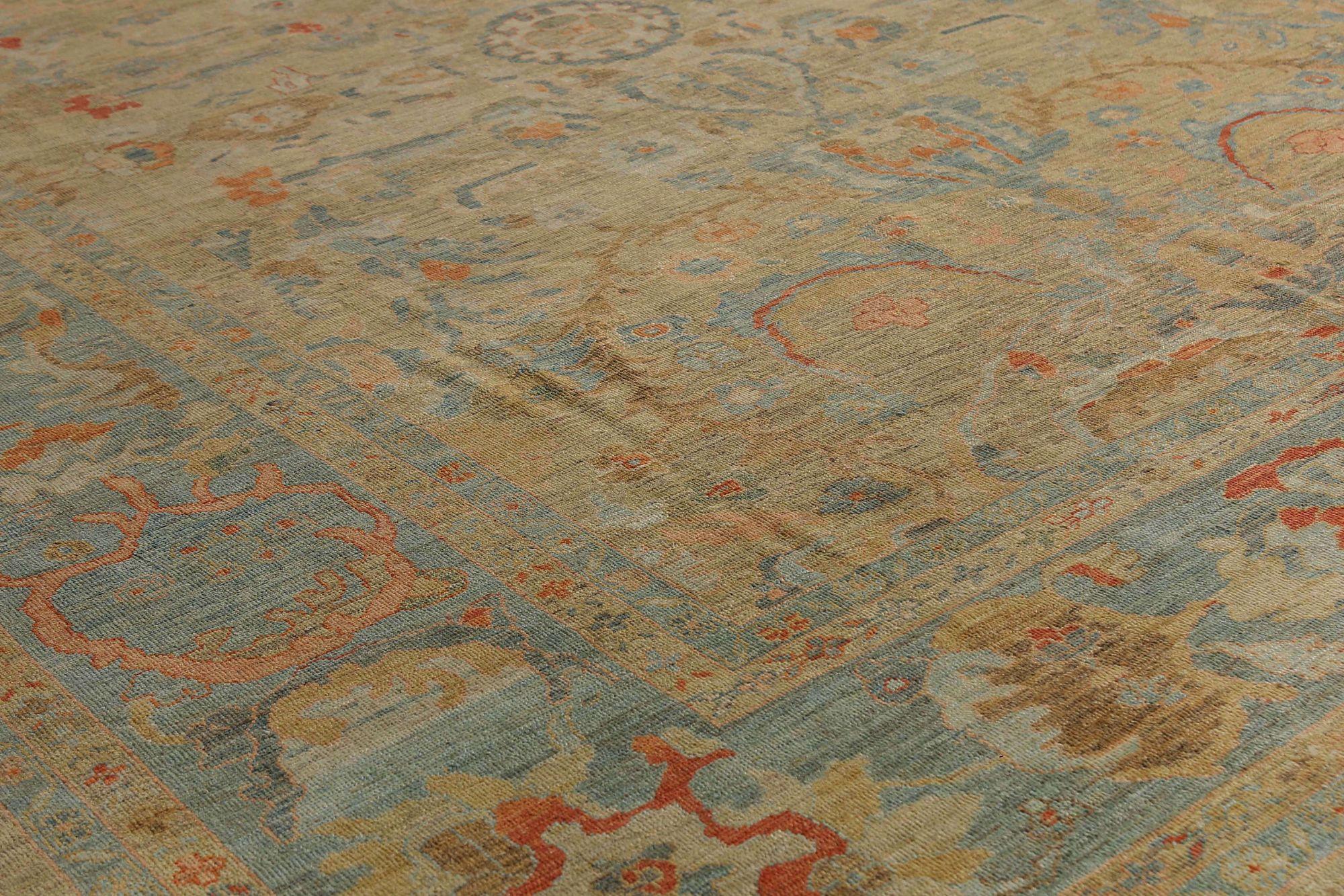 Noué à la main Afghanistan Sultanabad Over Size Rug - Wool Brown Yellow - 95874 en vente