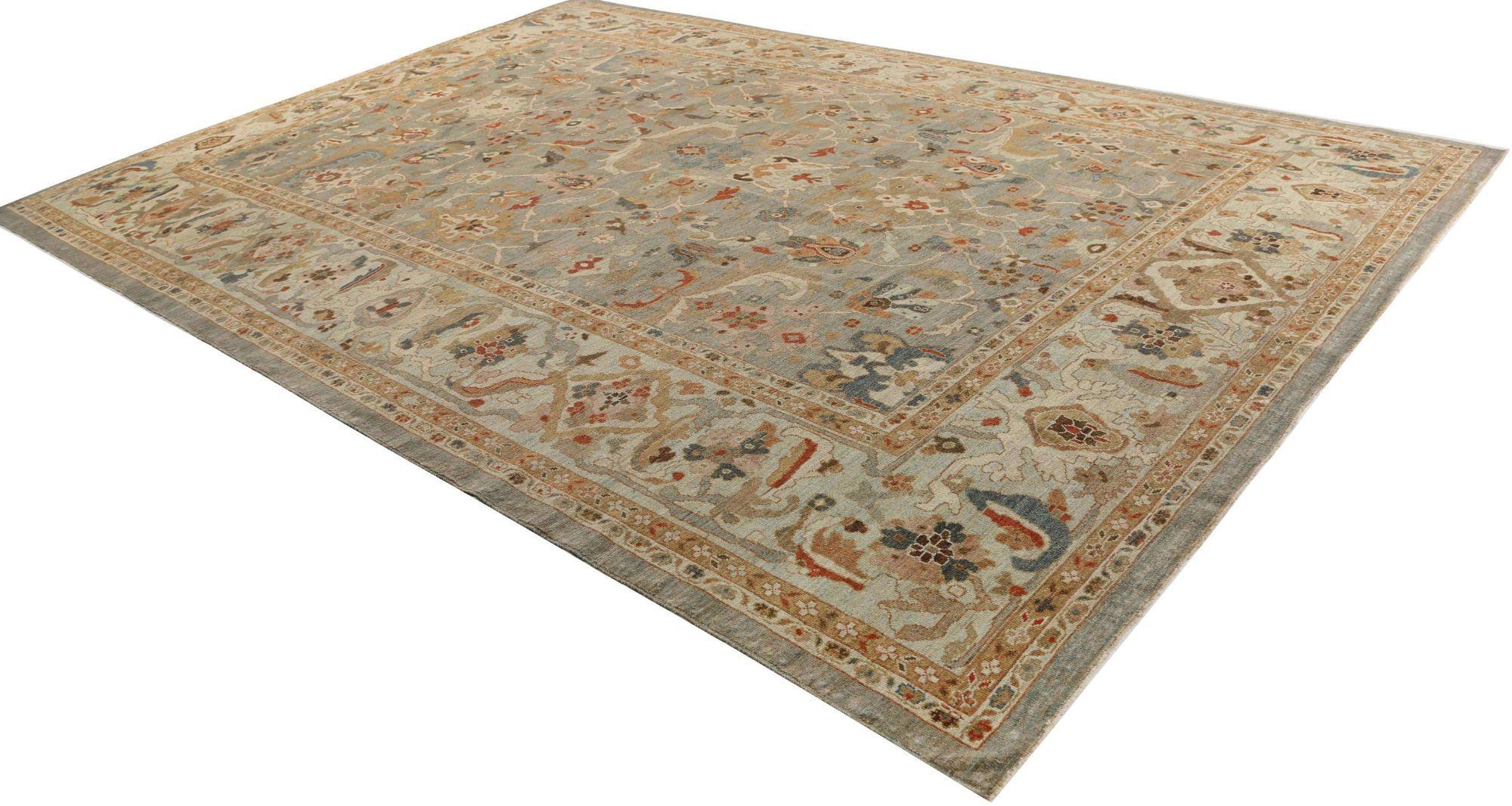 Tribal Turkey Sultanabad Over Size Rug - Wool Gray Design - 95940 For Sale