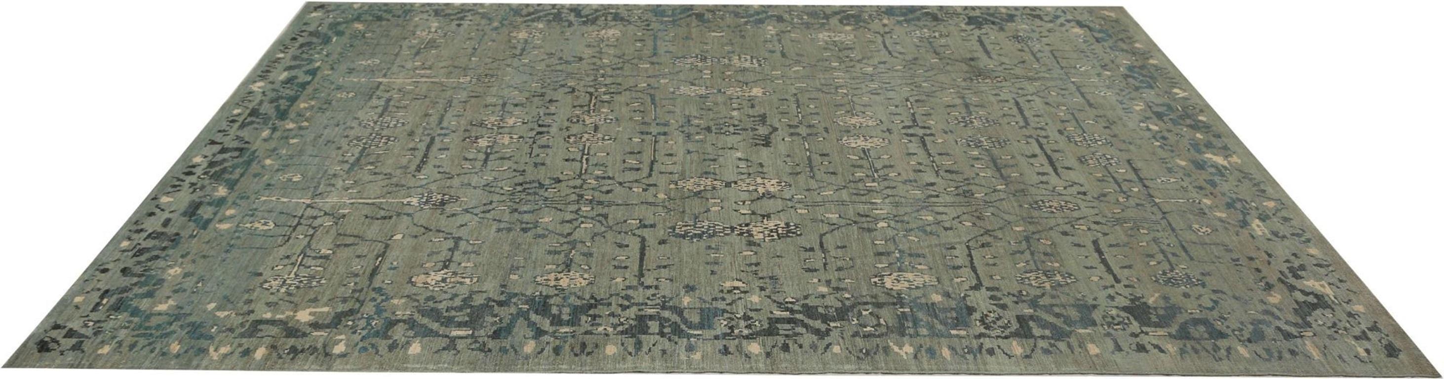 Sultanabad Over Size-Teppich aus Wolle in Übergröße aus Afghanistan in Grün - 95937 im Zustand „Hervorragend“ im Angebot in Dallas, TX