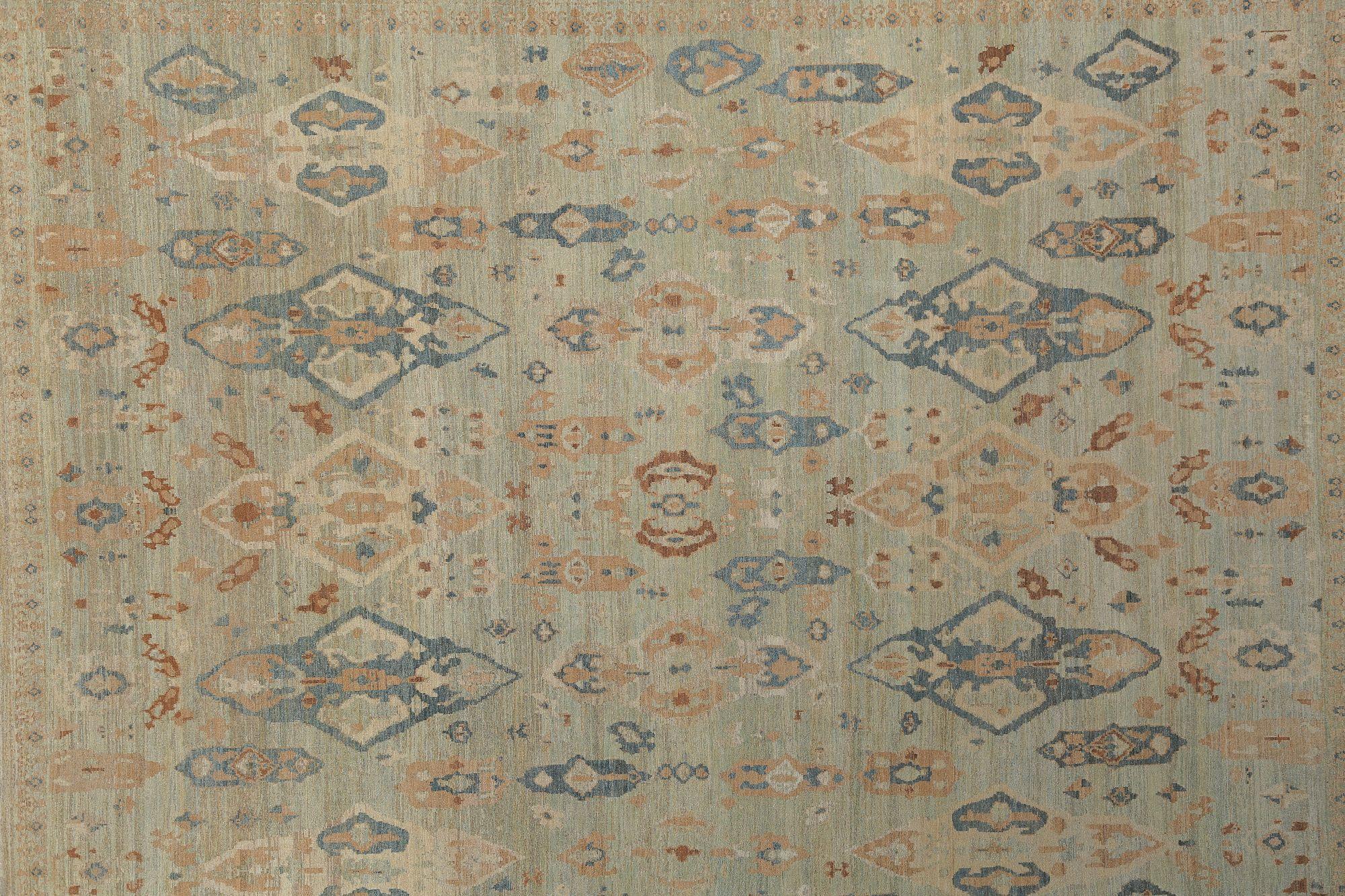 Tribal Tapis Sultanabad en laine vert clair bleu - 97505 en vente