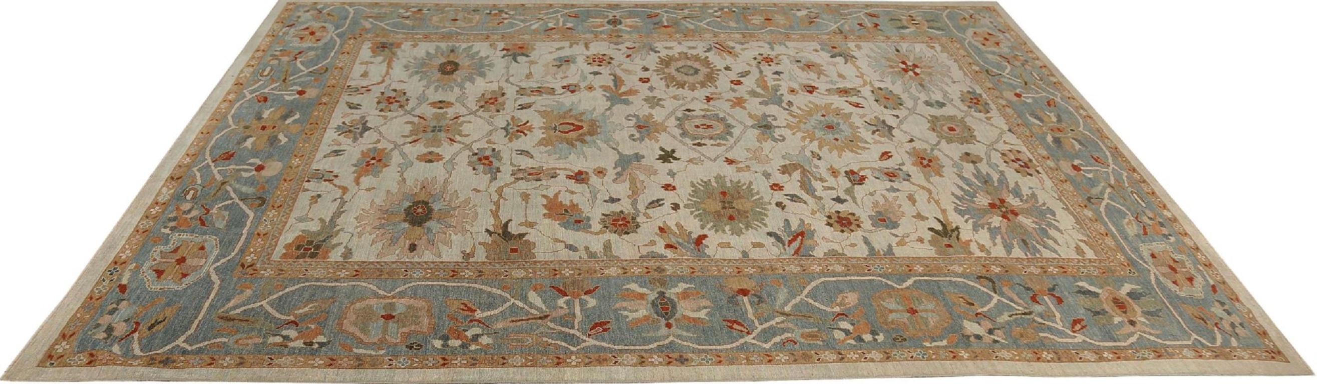 Afghanistan Sultanabad Over Size Teppich - Wolle Elfenbein Design - 95863 im Zustand „Hervorragend“ im Angebot in Dallas, TX