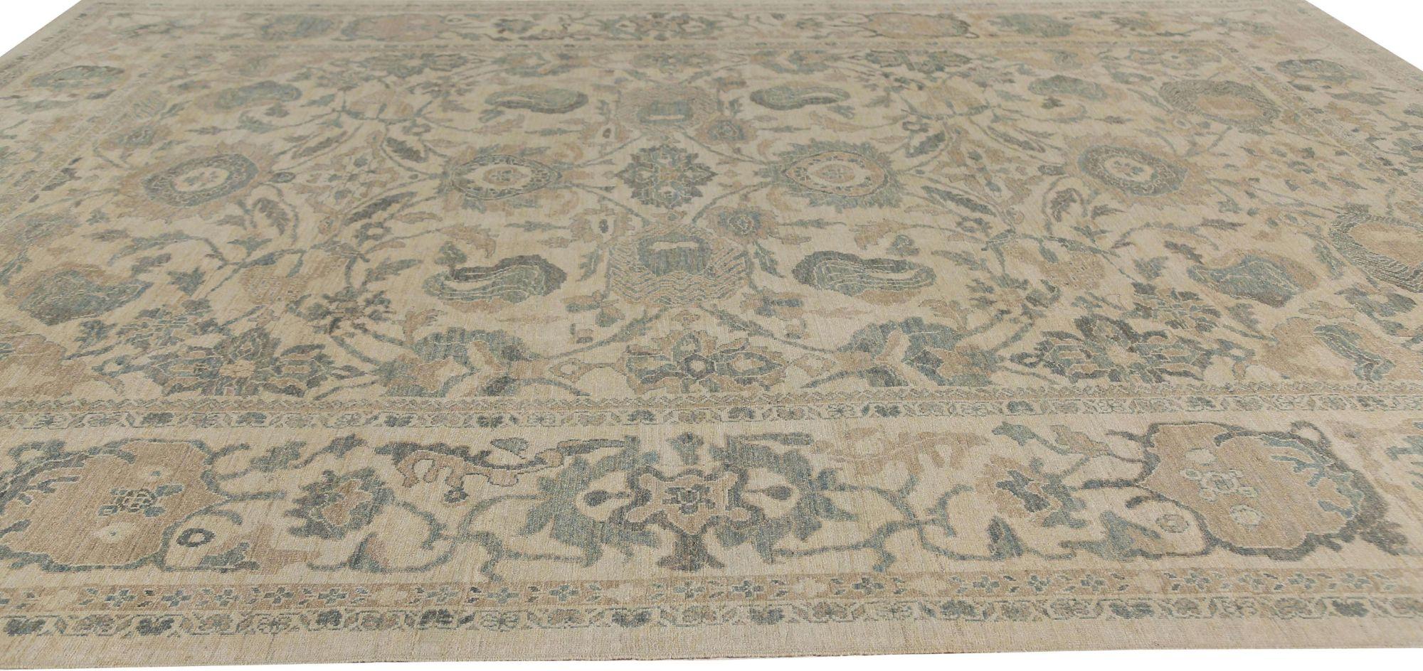 Afghanistan Sultanabad Over Size Teppich - Wolle Elfenbein Design - 95867 im Zustand „Hervorragend“ im Angebot in Dallas, TX
