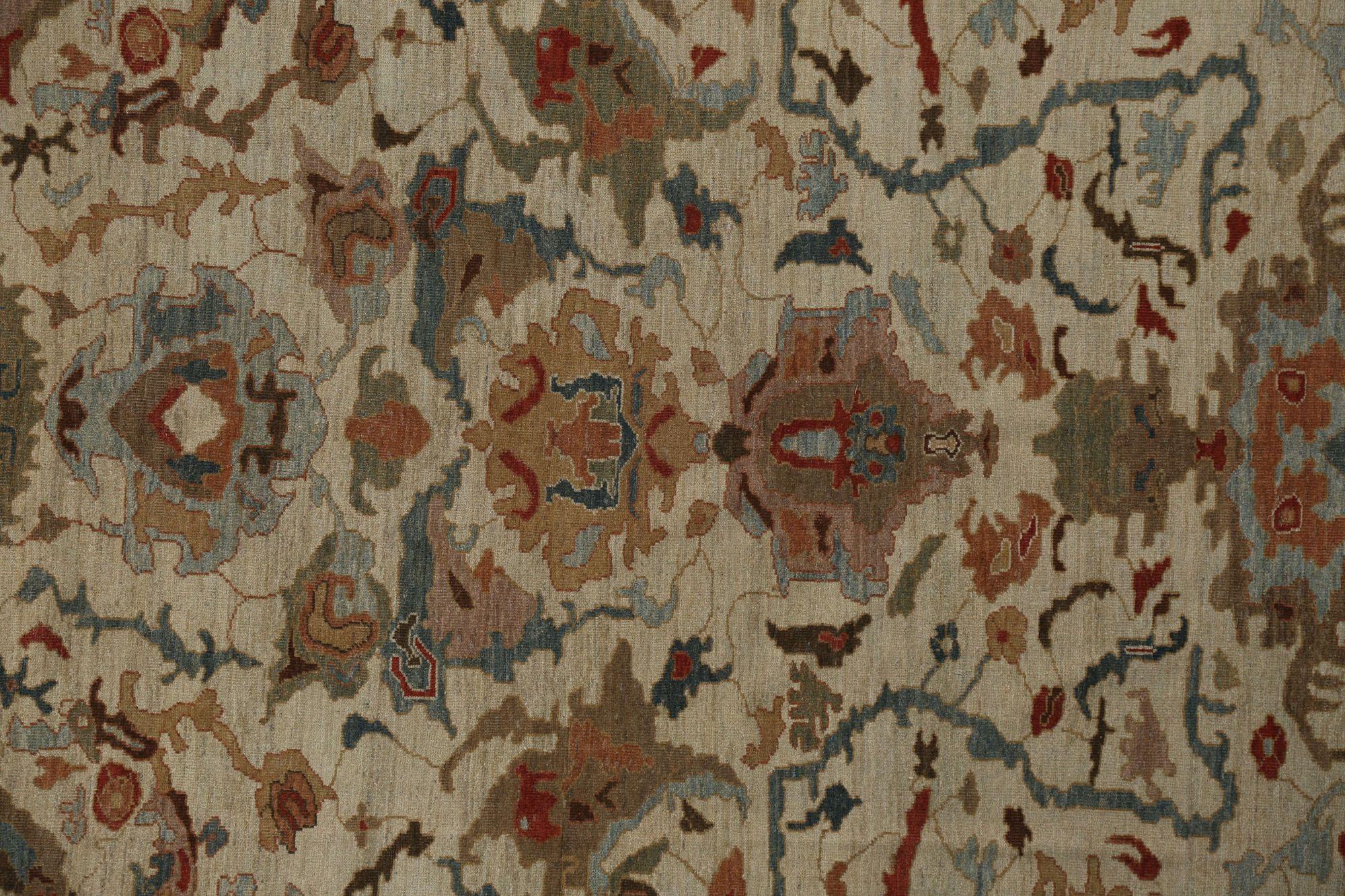 Afghanistan Sultanabad Over Size Teppich - Wolle Elfenbein Design - 96164 im Zustand „Hervorragend“ im Angebot in Dallas, TX