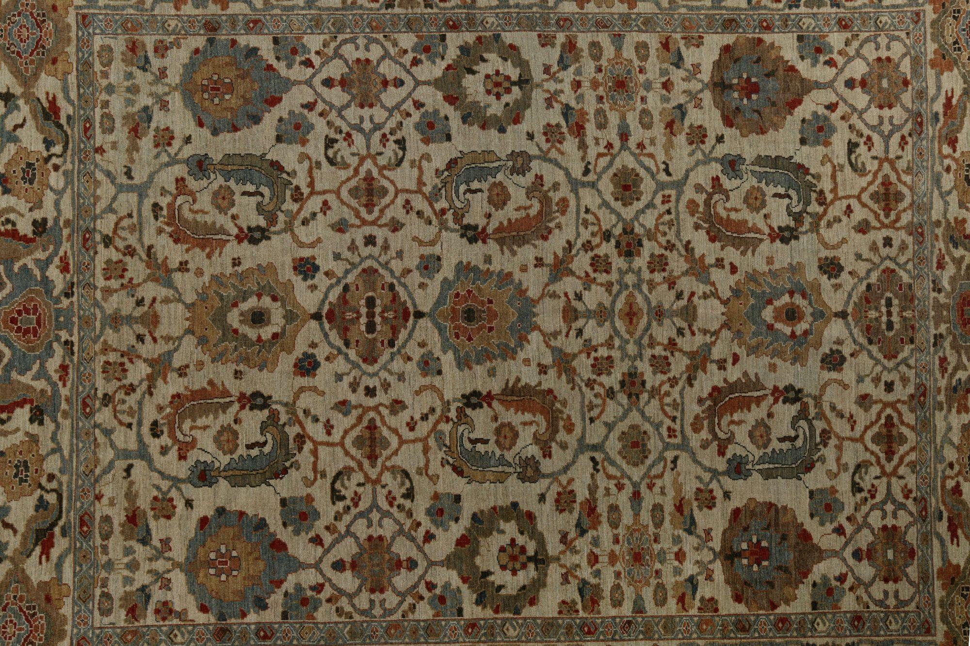 Afghanistan Sultanabad Over Size Teppich - Wolle Elfenbein Design - 96214 im Zustand „Hervorragend“ im Angebot in Dallas, TX