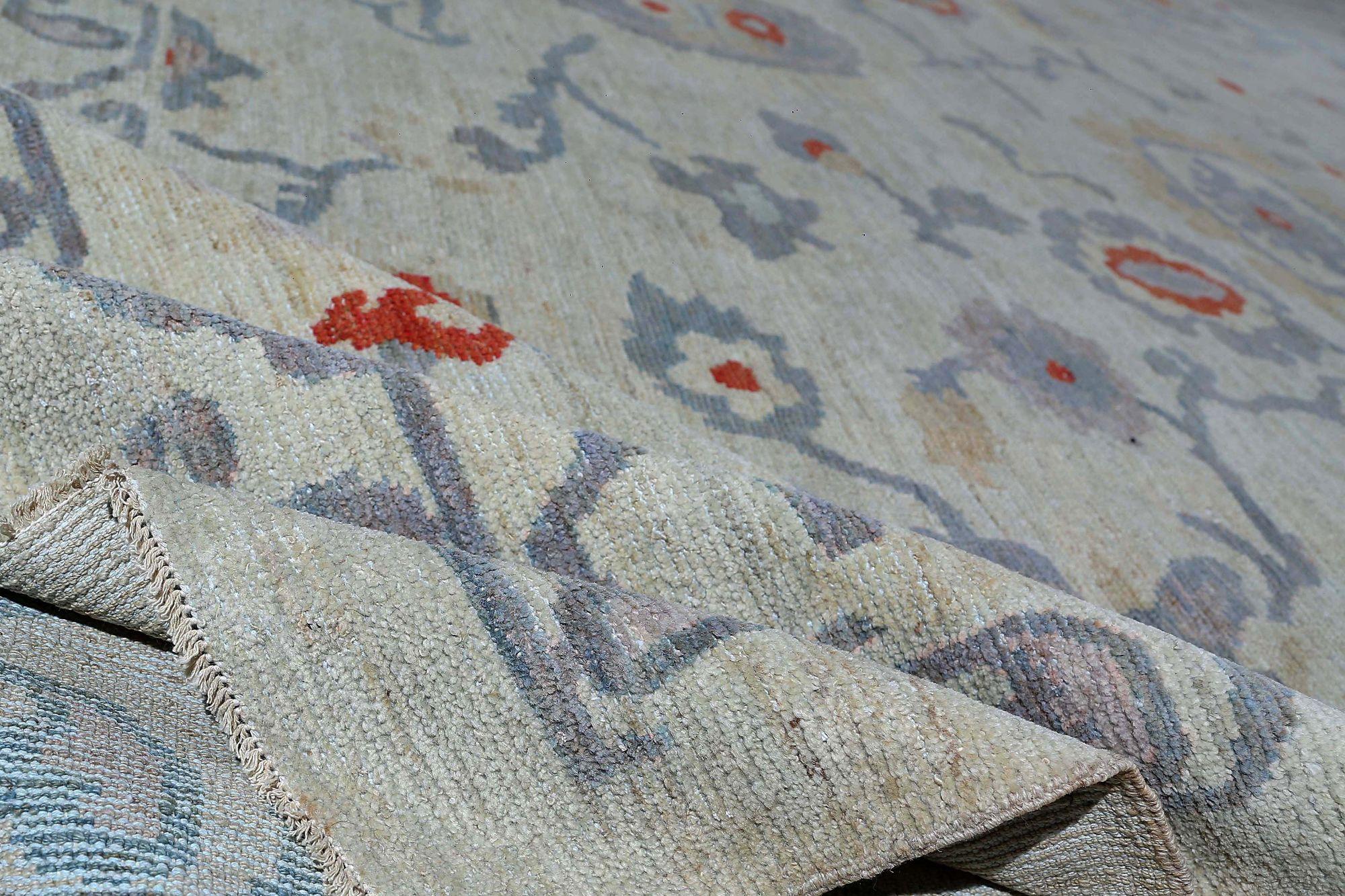 Afghanistan Sultanabad Over Size Teppich - Wolle Elfenbein Design - 97032 (Afghanisch) im Angebot