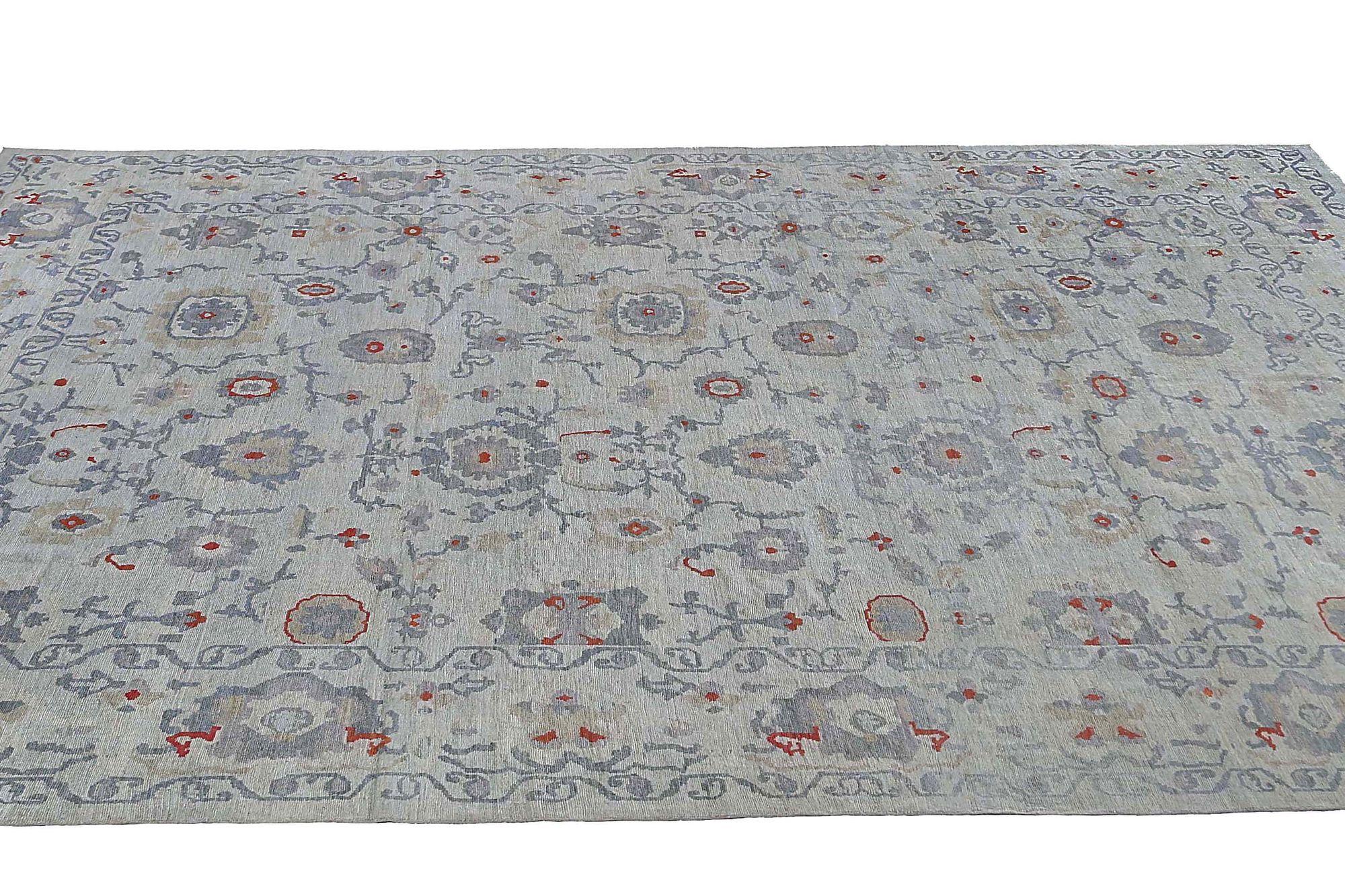 Afghanistan Sultanabad Over Size Teppich - Wolle Elfenbein Design - 97032 im Zustand „Hervorragend“ im Angebot in Dallas, TX