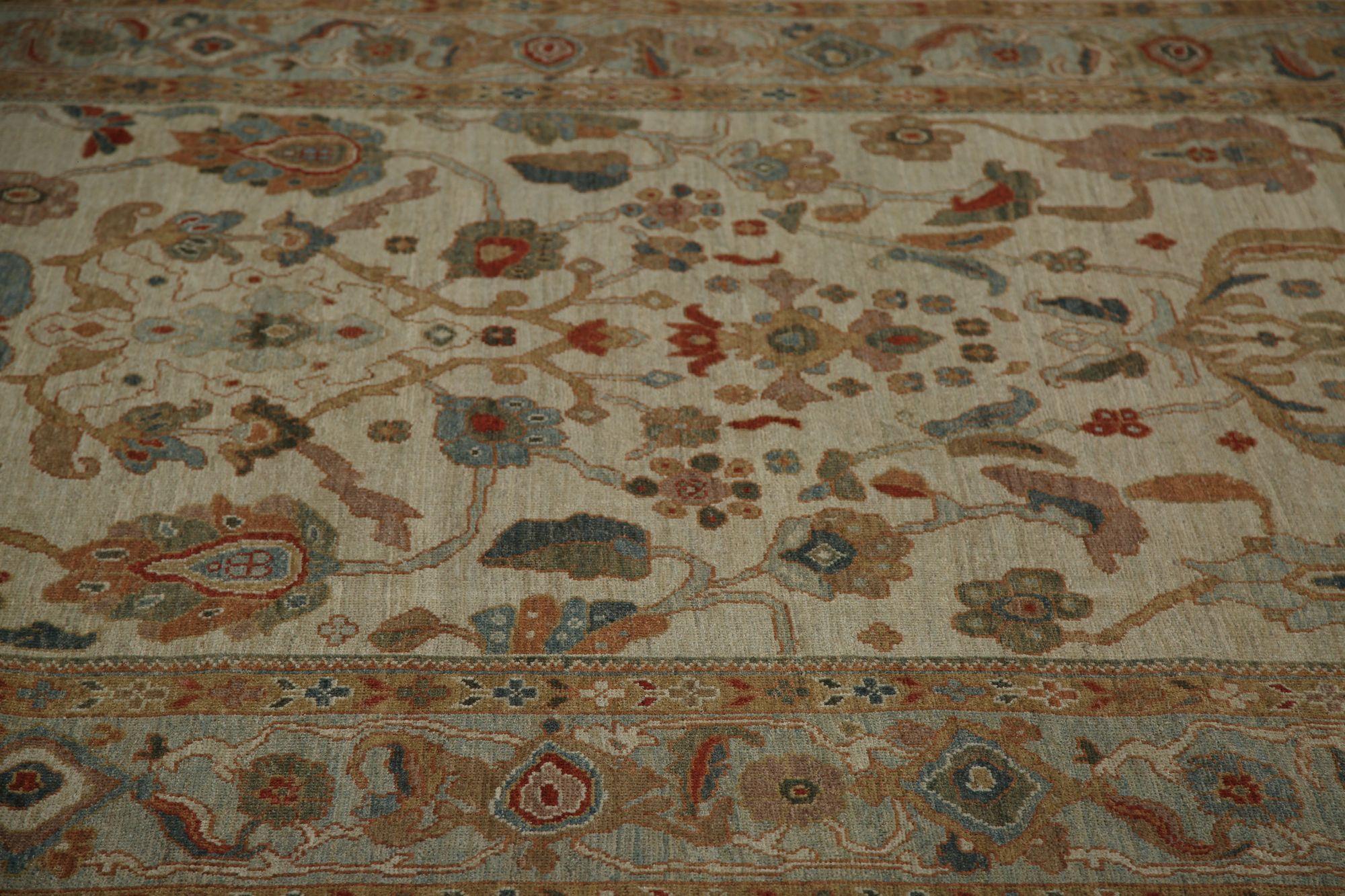 Afghanistan Sultanabad Over Size Teppich - Wolle Elfenbein Design - 97310 im Zustand „Hervorragend“ im Angebot in Dallas, TX