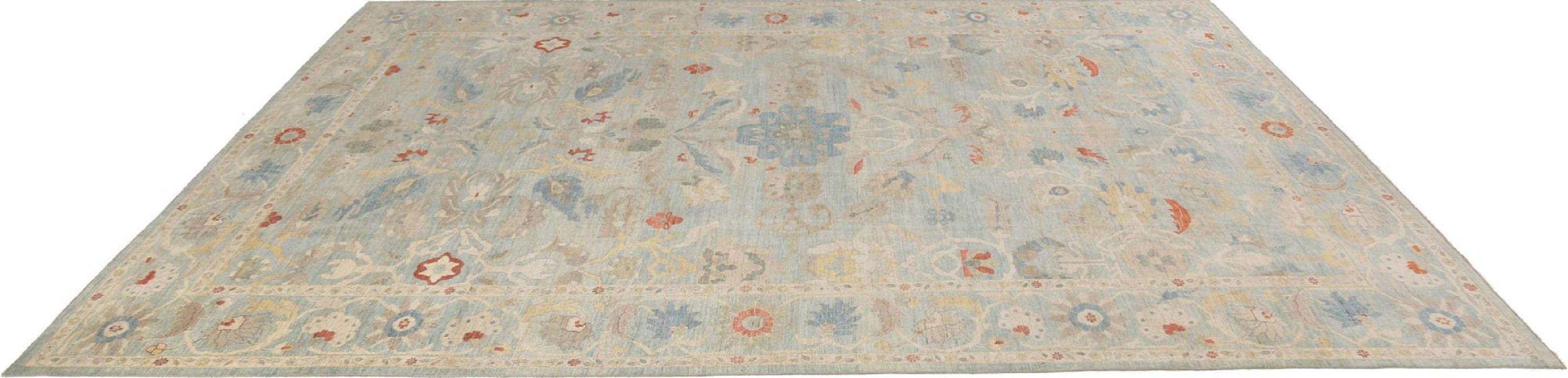 Afghanistan Sultanabad Over Size Teppich - Wolle Hellblau Design - 95746 (Afghanisch) im Angebot