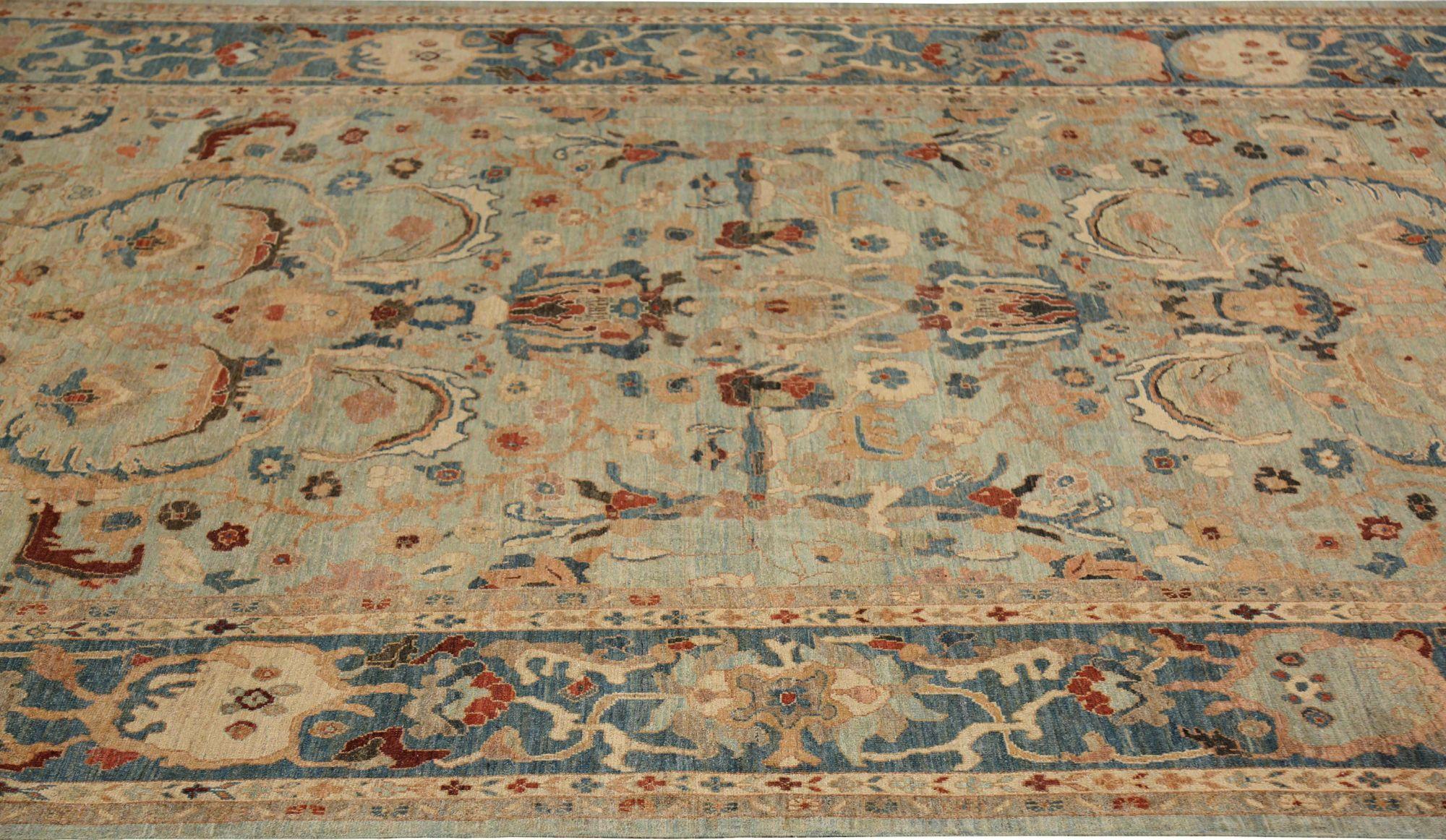 Afghanistan Sultanabad Over Size Teppich - Wolle Hellblau Design - 95807 (Afghanisch) im Angebot