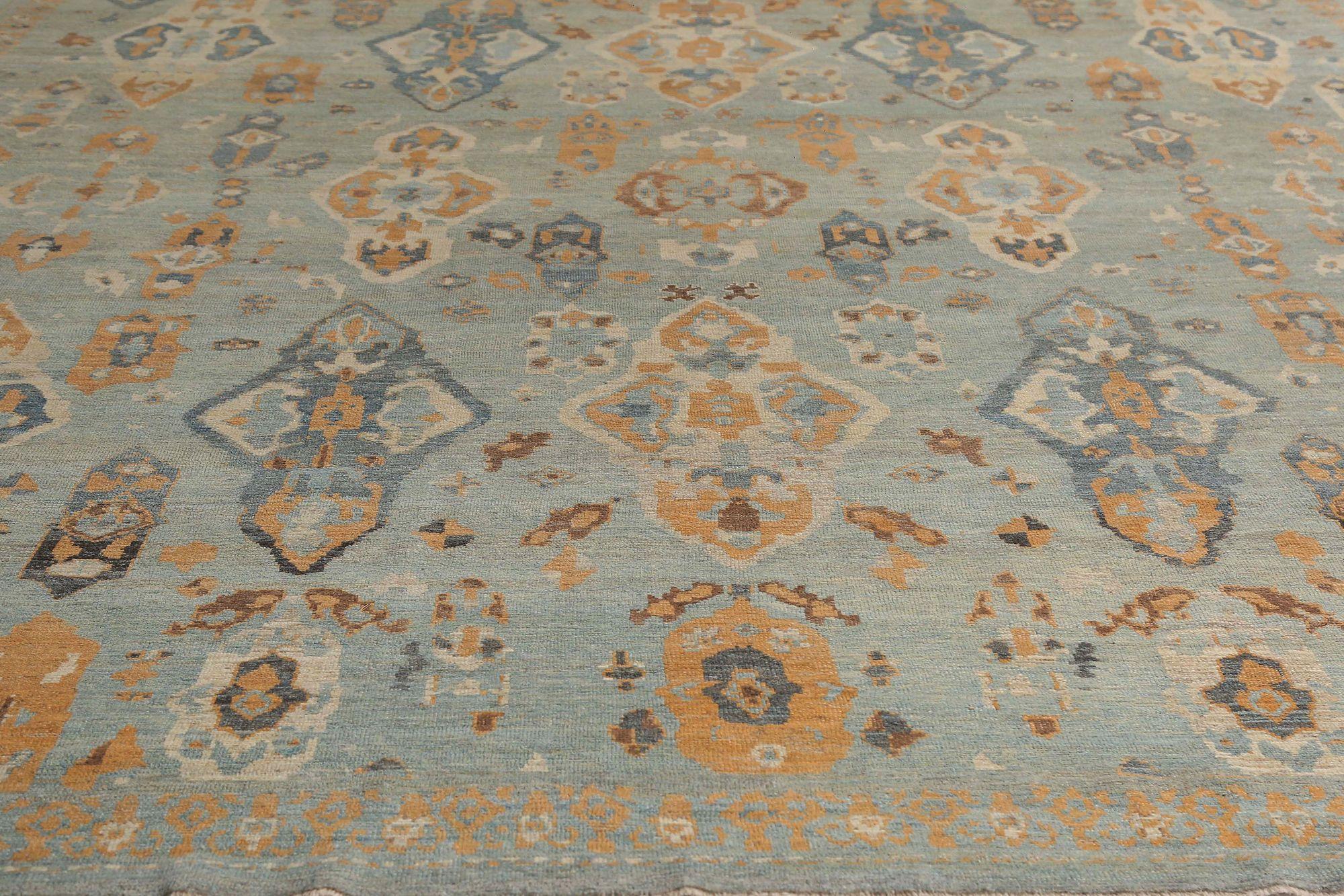 Sultanabad Over Size-Teppich aus Wolle in Hellblau und Orange aus Afghanistan Sultanabad - 97028 im Zustand „Hervorragend“ im Angebot in Dallas, TX