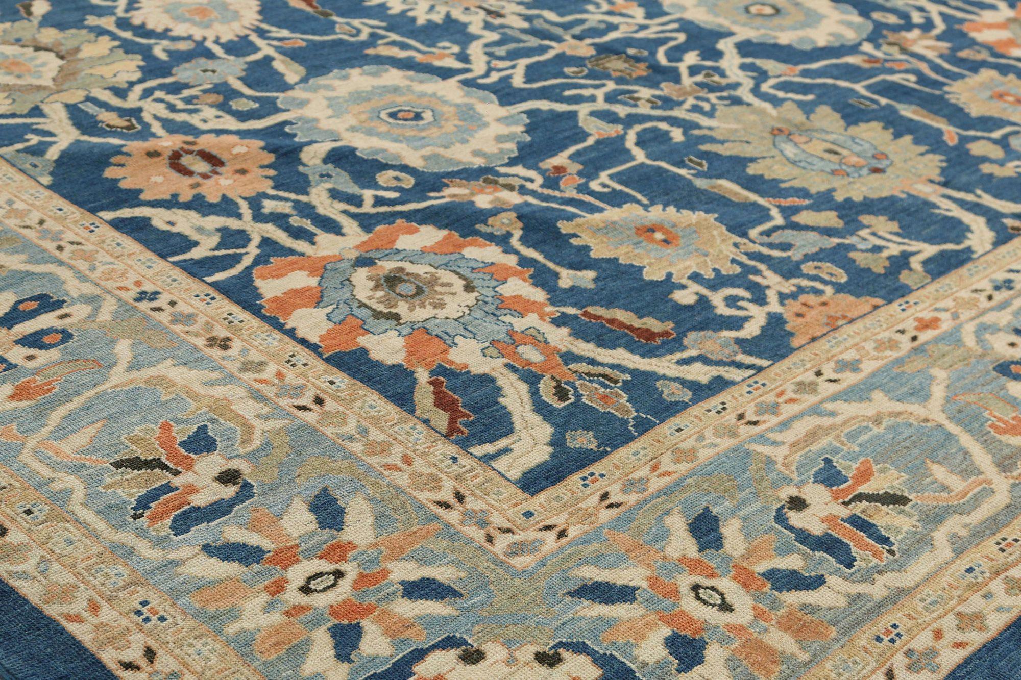 Alfombra Afganistán Sultanabad Rugs - Lana Diseño Azul Marino - 95880 Anudado a mano en venta