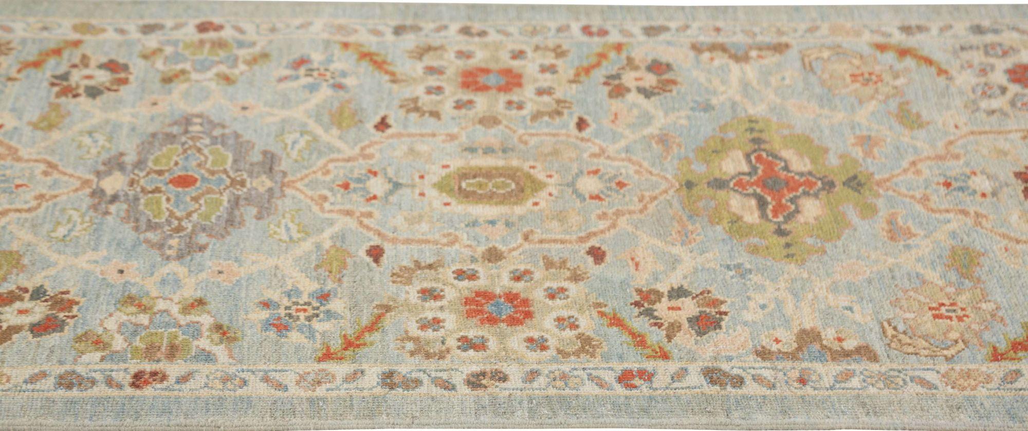 Sultanabad-Läufer aus Afghanistan in Sultanabad in Wollblau mit Design - 95770 (Stammeskunst) im Angebot
