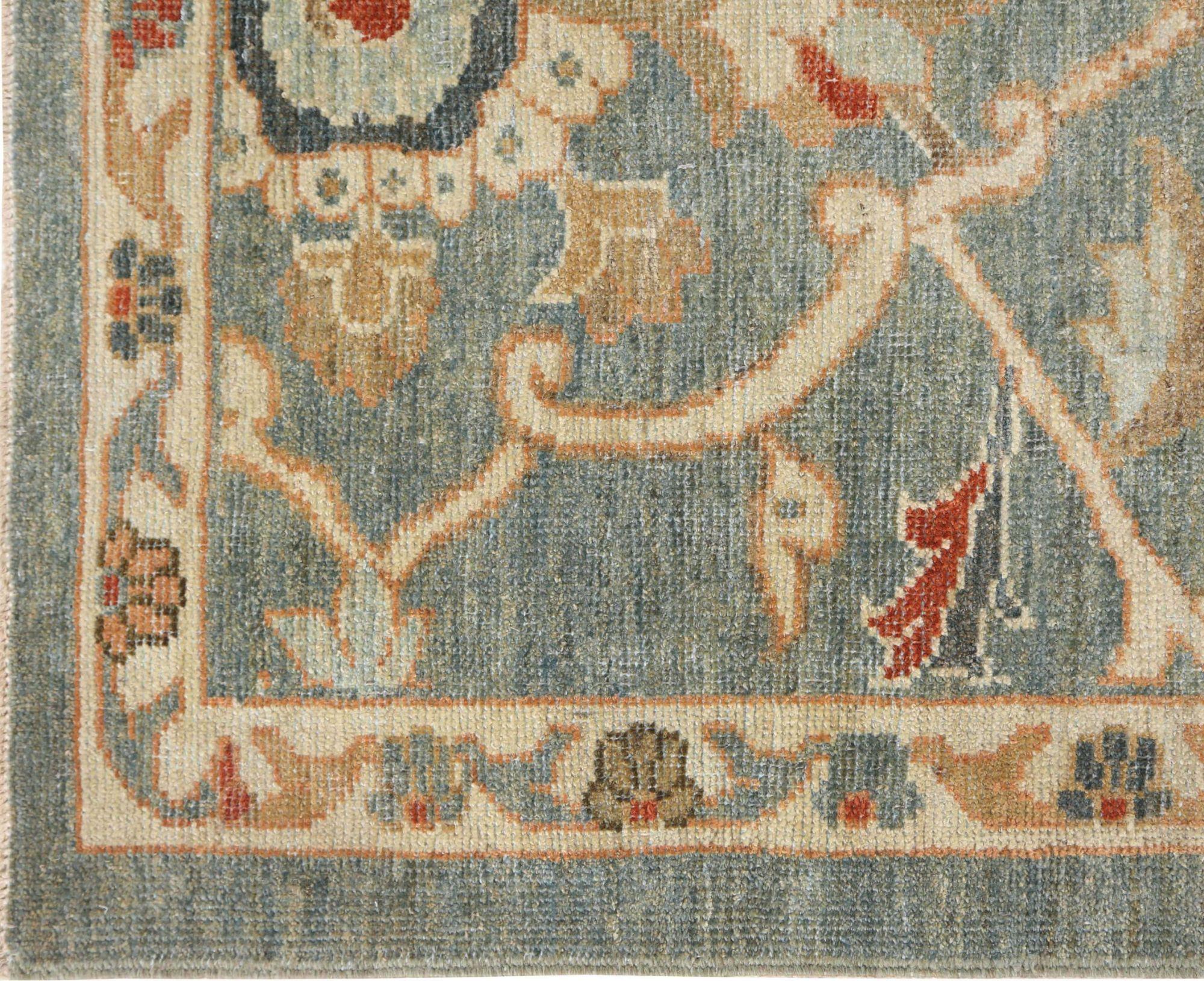 Sultanabad-Läufer aus Afghanistan in Sultanabad in Wollblau mit Design - 95895 (Afghanisch) im Angebot
