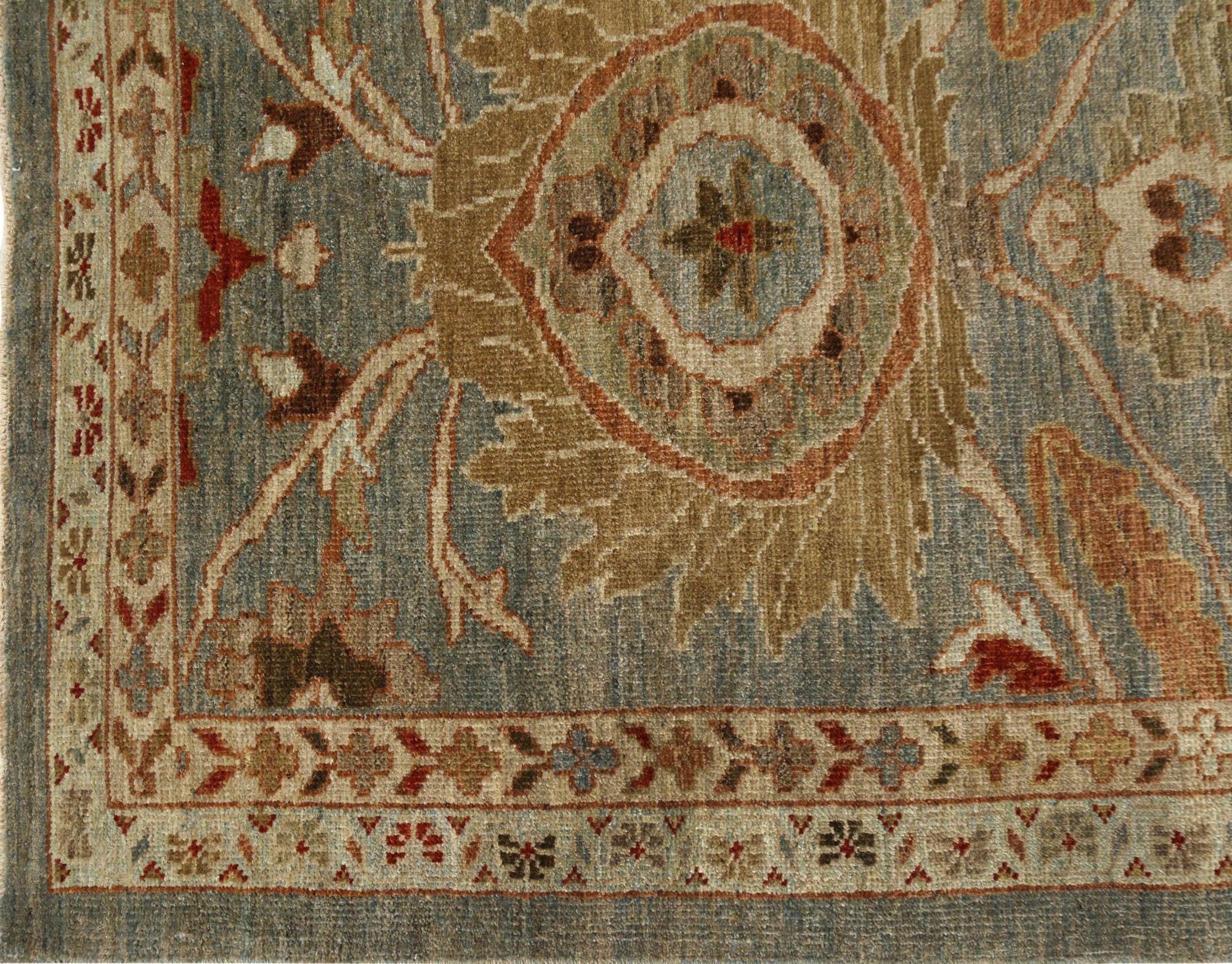 Tribale Tappeto Afghanistan Sultanabad Rugs - Lana Blu Grigio Design - 96120 in vendita