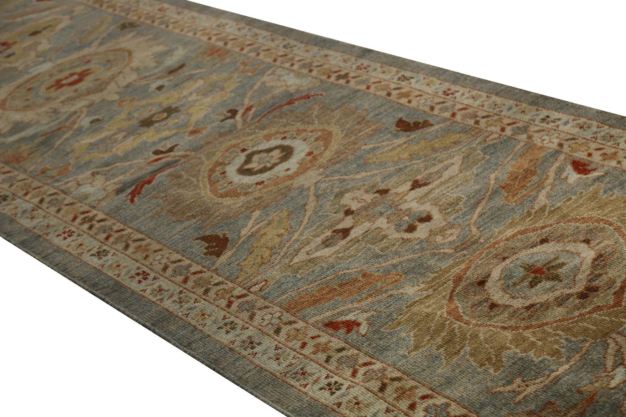 Afghano Tappeto Afghanistan Sultanabad Rugs - Lana Blu Grigio Design - 96120 in vendita