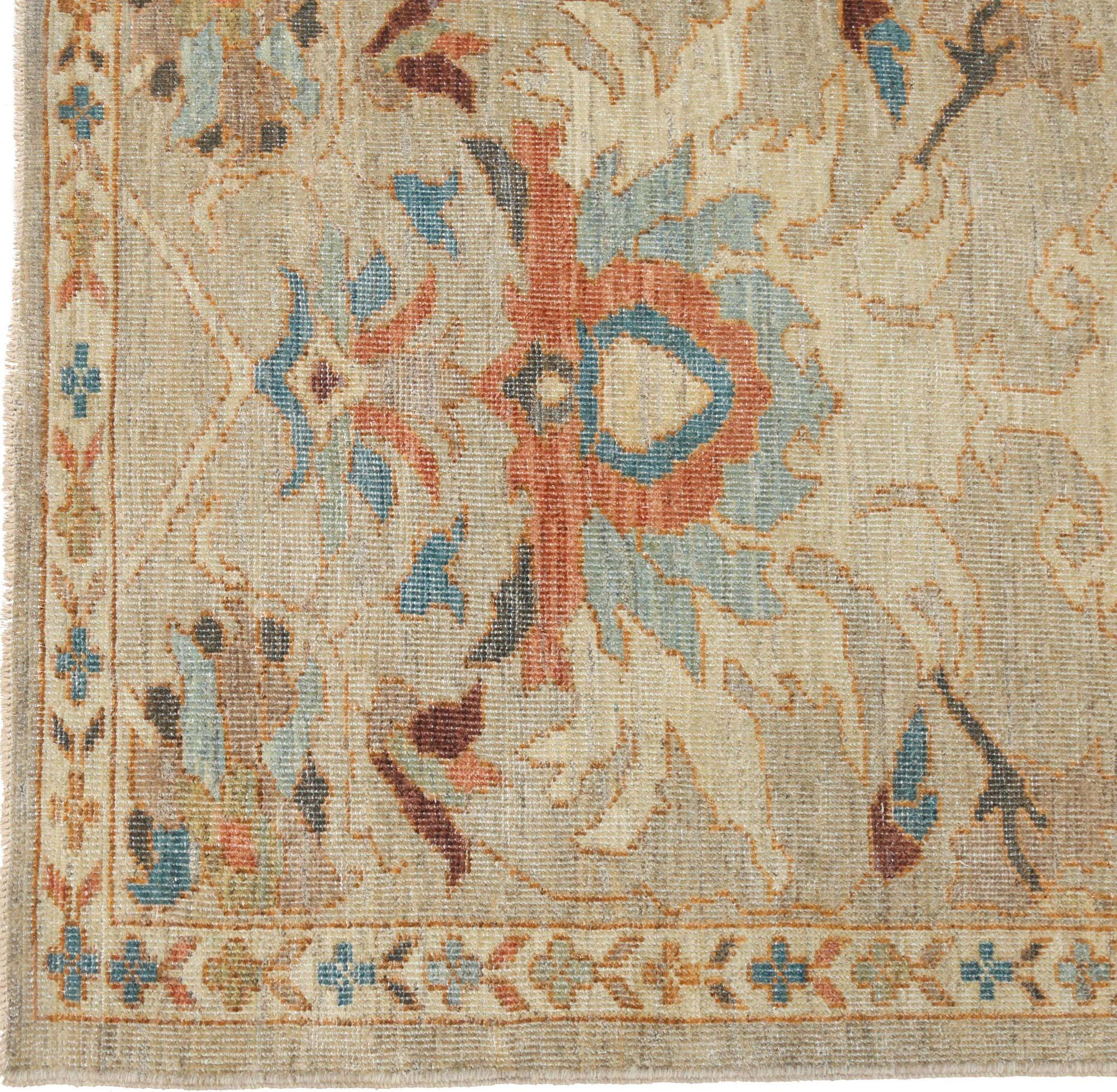 Entdecken Sie die Eleganz des afghanischen Sultanabad-Teppichs mit Läufer um 1990. Dieses exklusive Design aus Wolle und BlauGrünElfenbein ist perfekt, um Ihren Raum zu verschönern.