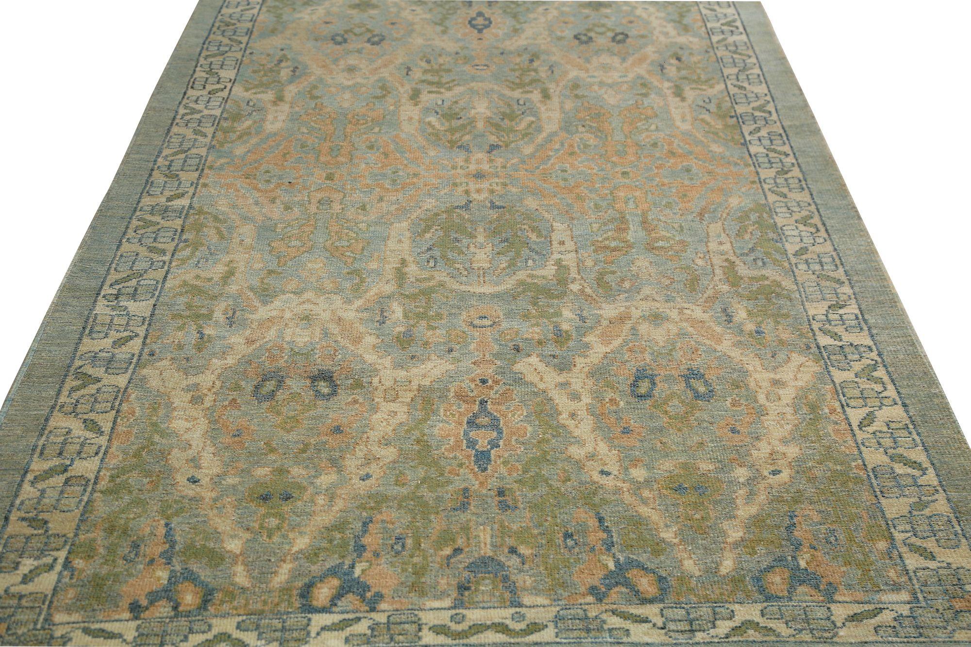 Entdecken Sie die Eleganz des afghanischen Sultanabad-Teppichs mit Läufer um 1990. Dieses exklusive Design aus Wolle und BlauGrünElfenbein ist perfekt, um Ihren Raum zu verschönern.