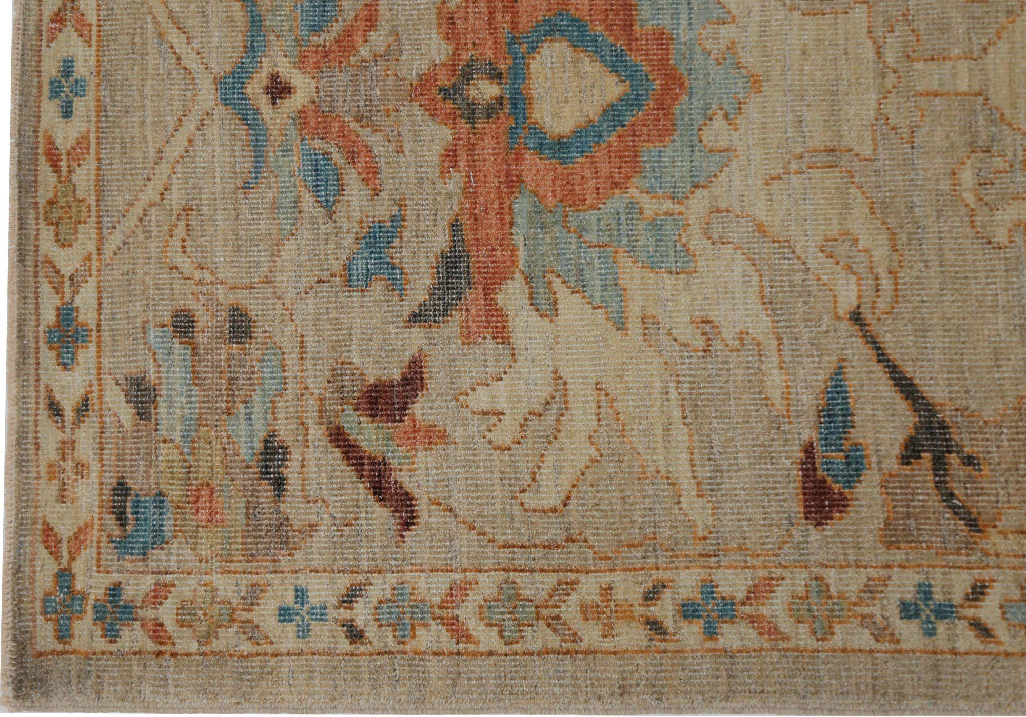 Entdecken Sie die Eleganz des afghanischen Sultanabad-Teppichs mit Läufer um 1990. Dieses exklusive Design aus Wolle und Blau-Elfenbein eignet sich perfekt, um Ihren Raum zu verschönern.