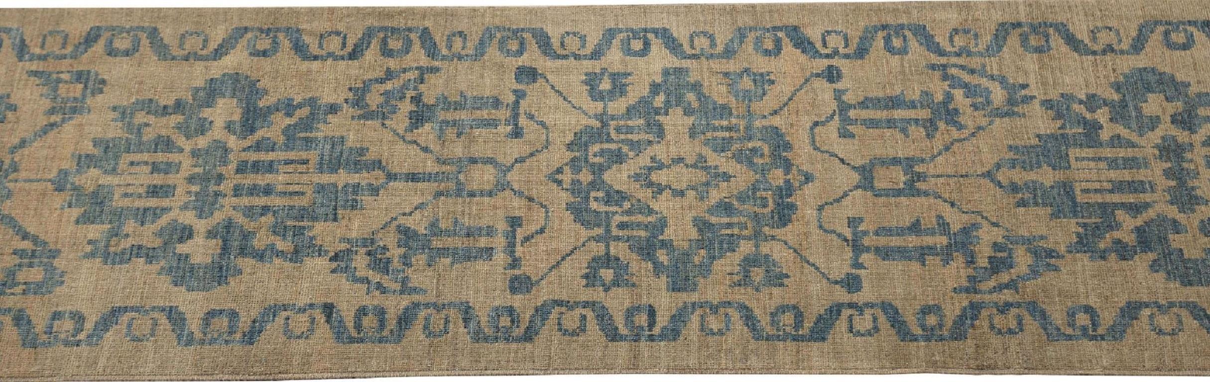 Tribal Afghanistan Sultanabad Runner Rug - Wool Brown Design - 95826 For Sale