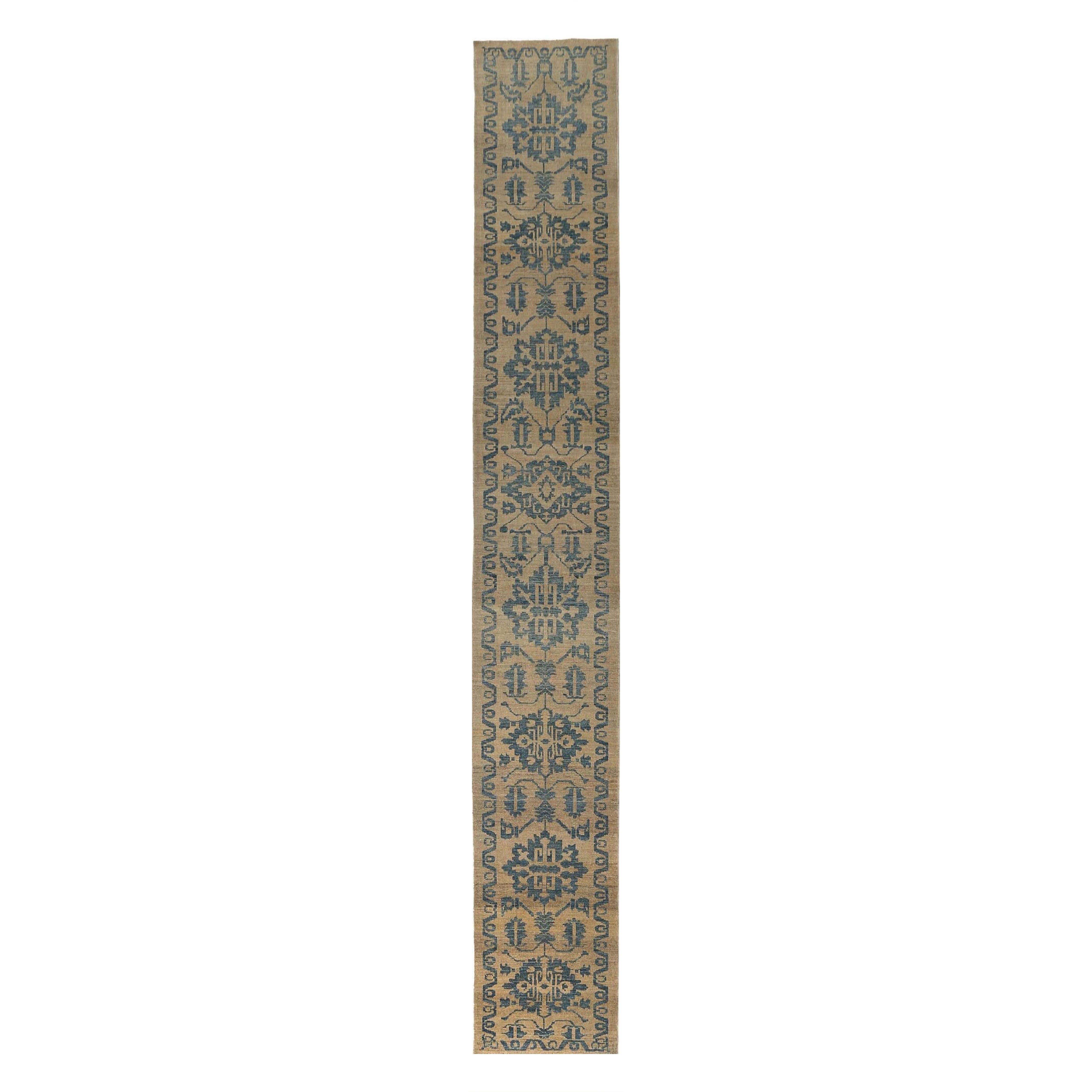 Afghanistan Sultanabad Runner Rug - Wool Brown Design - 95826 For Sale