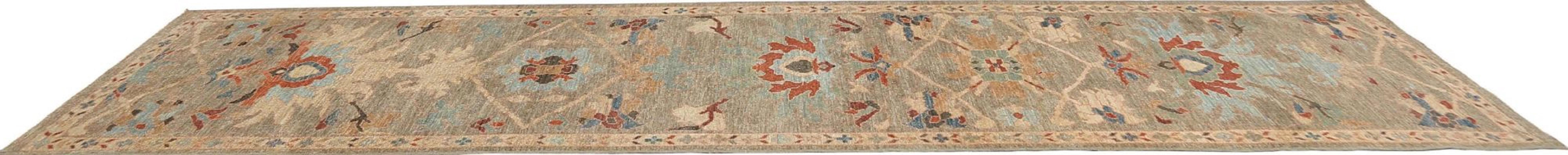 Afghanistan Sultanabad Läufer Teppich - Wolle Brown Design - 95829 (Afghanisch) im Angebot