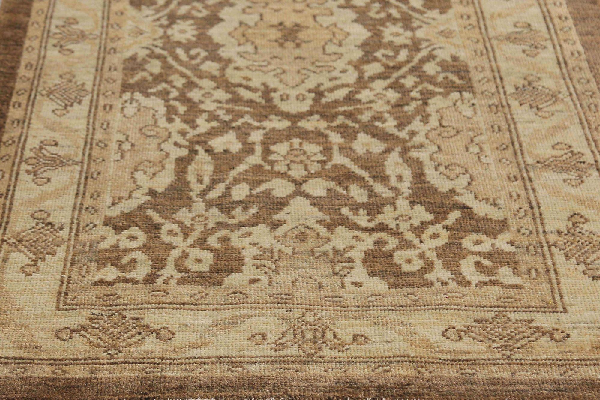 Afghanistan Sultanabad Läufer Teppich - Wolle Braun Elfenbein Design - 95820 (Stammeskunst) im Angebot
