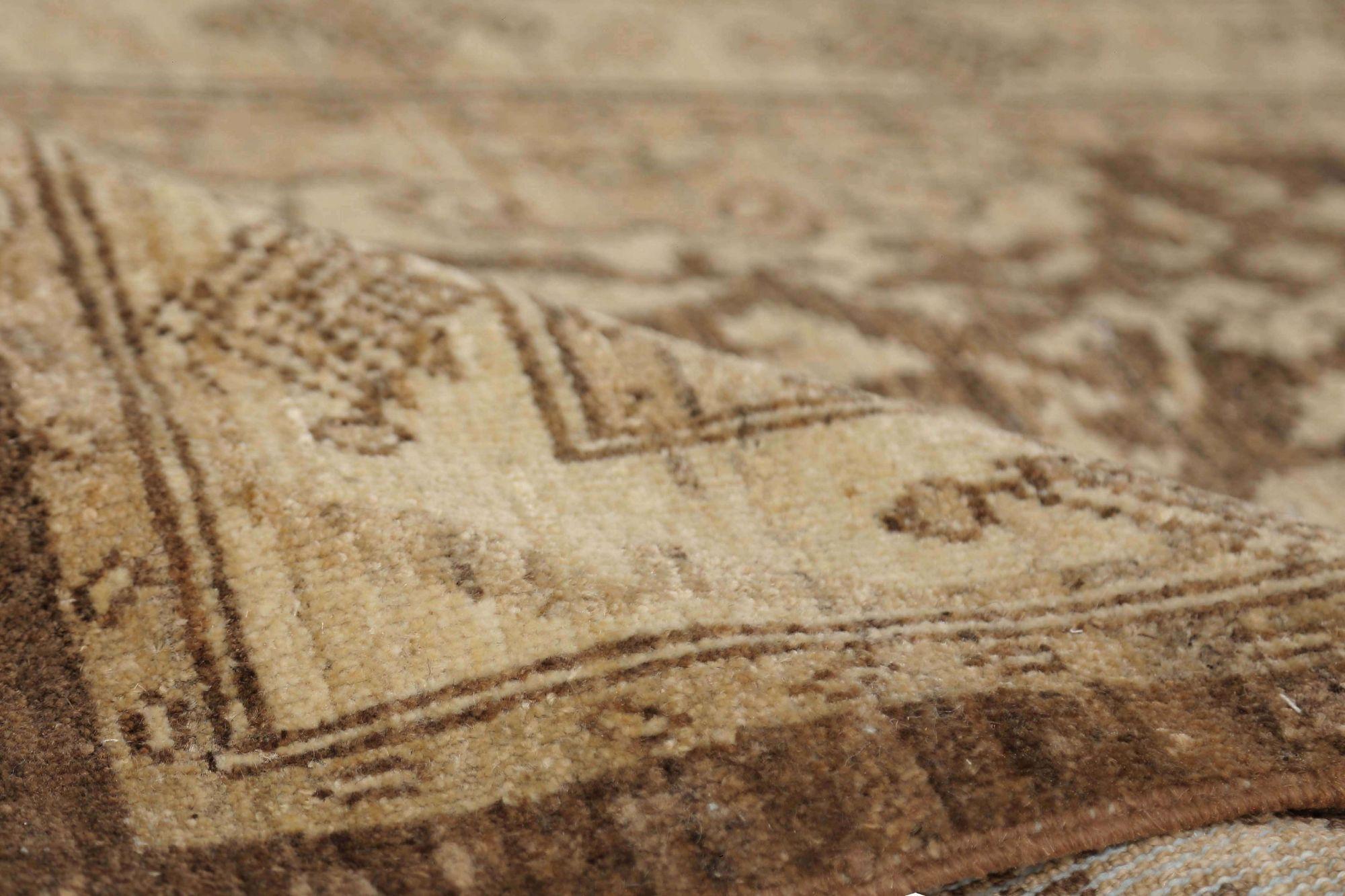 Afghanistan Sultanabad Läufer Teppich - Wolle Braun Elfenbein Design - 95821 (Stammeskunst) im Angebot