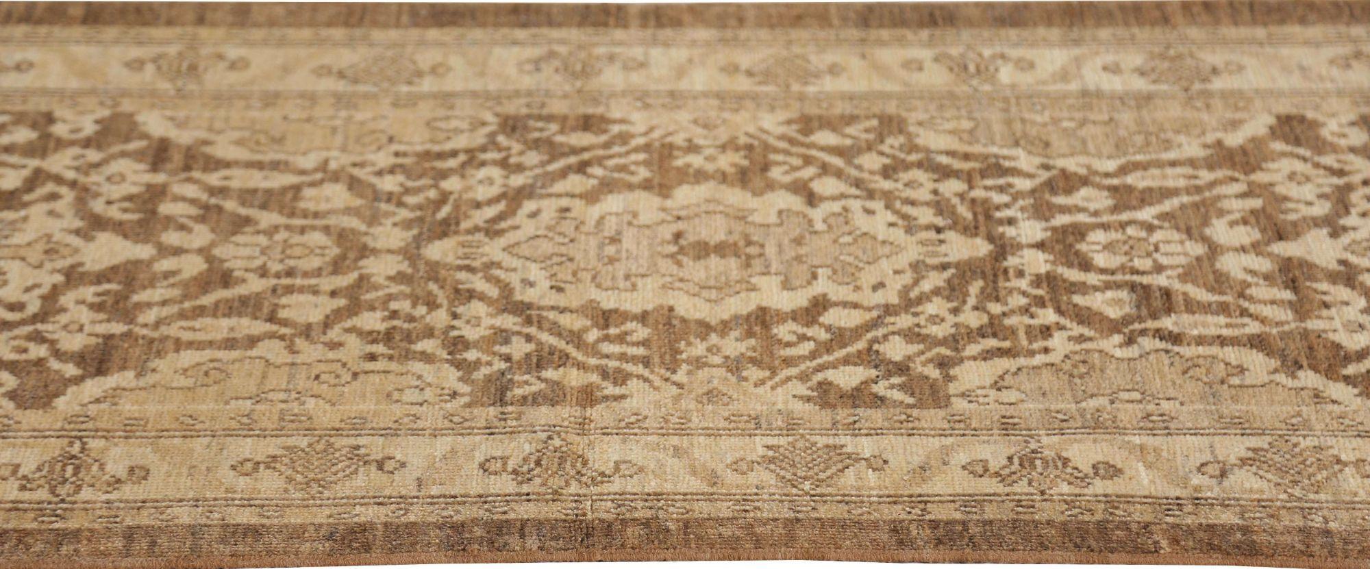 Afghanistan Sultanabad Läufer Teppich - Wolle Braun Elfenbein Design - 95821 (Handgeknüpft) im Angebot