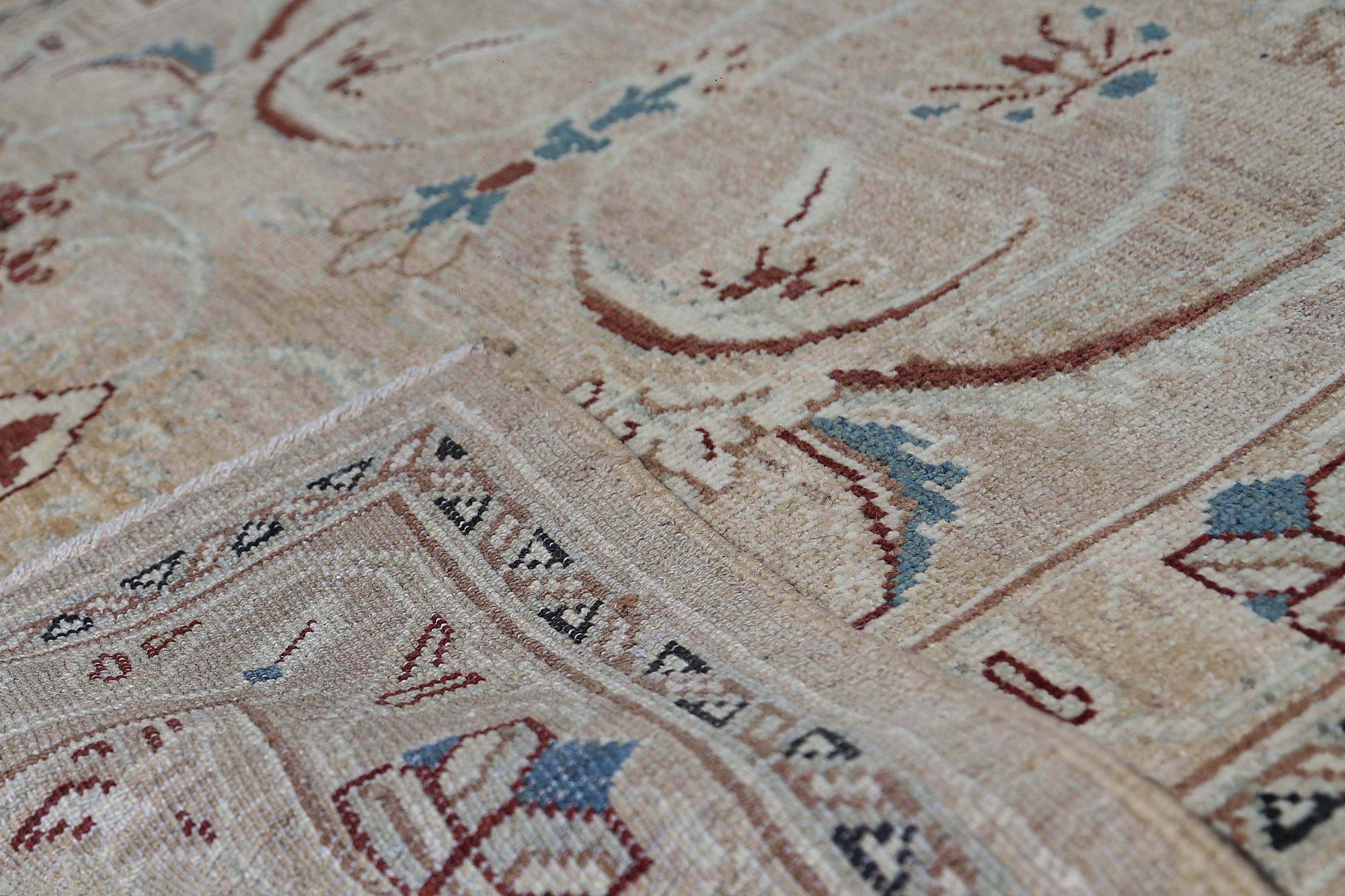 Afghanistan Sultanabad Läufer Teppich - Wolle Braun Elfenbein Design - 96850 (20. Jahrhundert) im Angebot