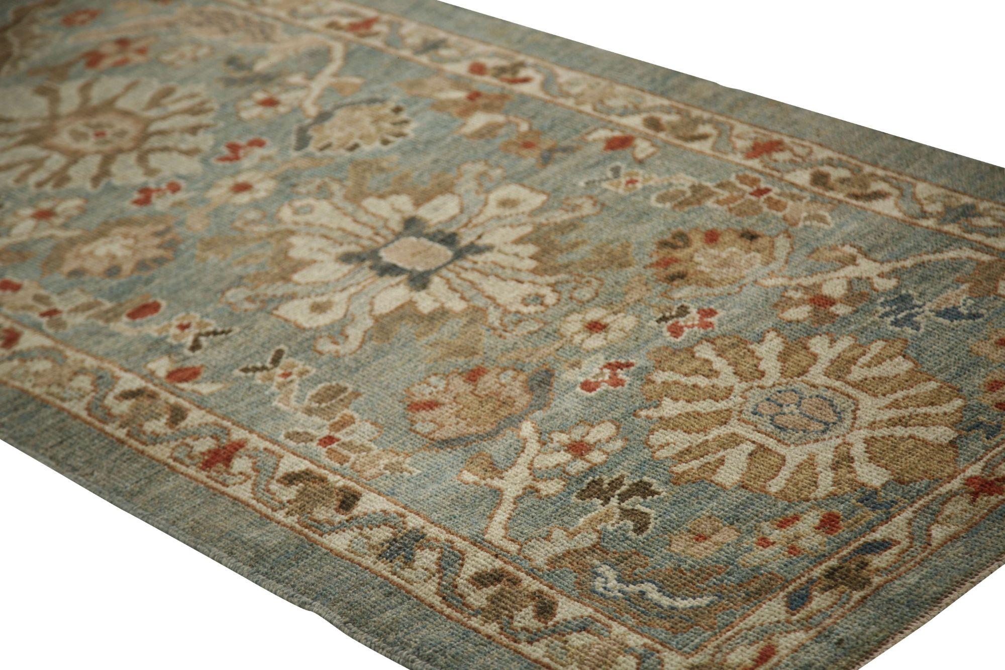 Tribal Afghanistan Sultanabad Runner Rug - Wool Gray Design - 96059 For Sale