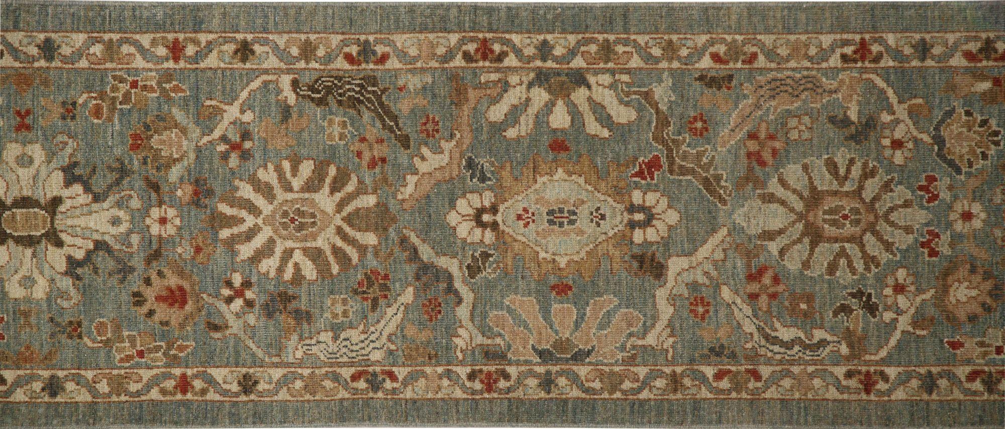 Afghanistan Sultanabad Runner Rug - Wool Gray Design - 96059 In Excellent Condition For Sale In Dallas, TX