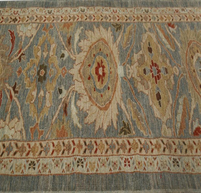 Hand-Knotted Afghanistan Sultanabad Runner Rug - Wool Gray Design - 96131 For Sale