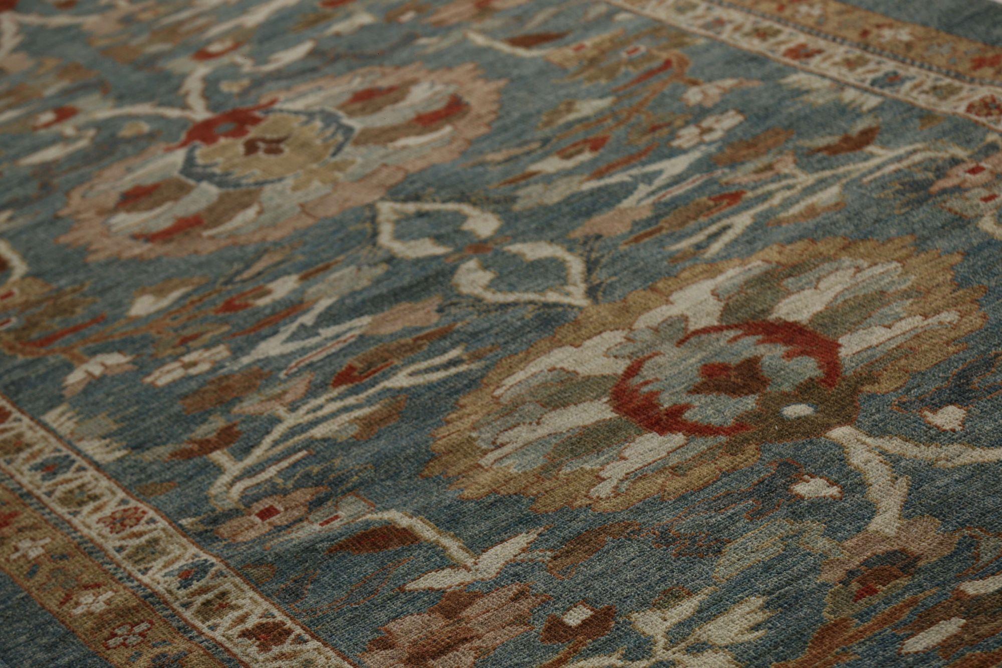 Hand-Knotted Persian Sultanabad Runner Rug - Wool Gray Design - 96196 For Sale