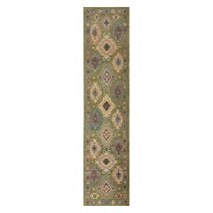 Afghanistan Sultanabad Runner Rug - Wool Green Design - 95823