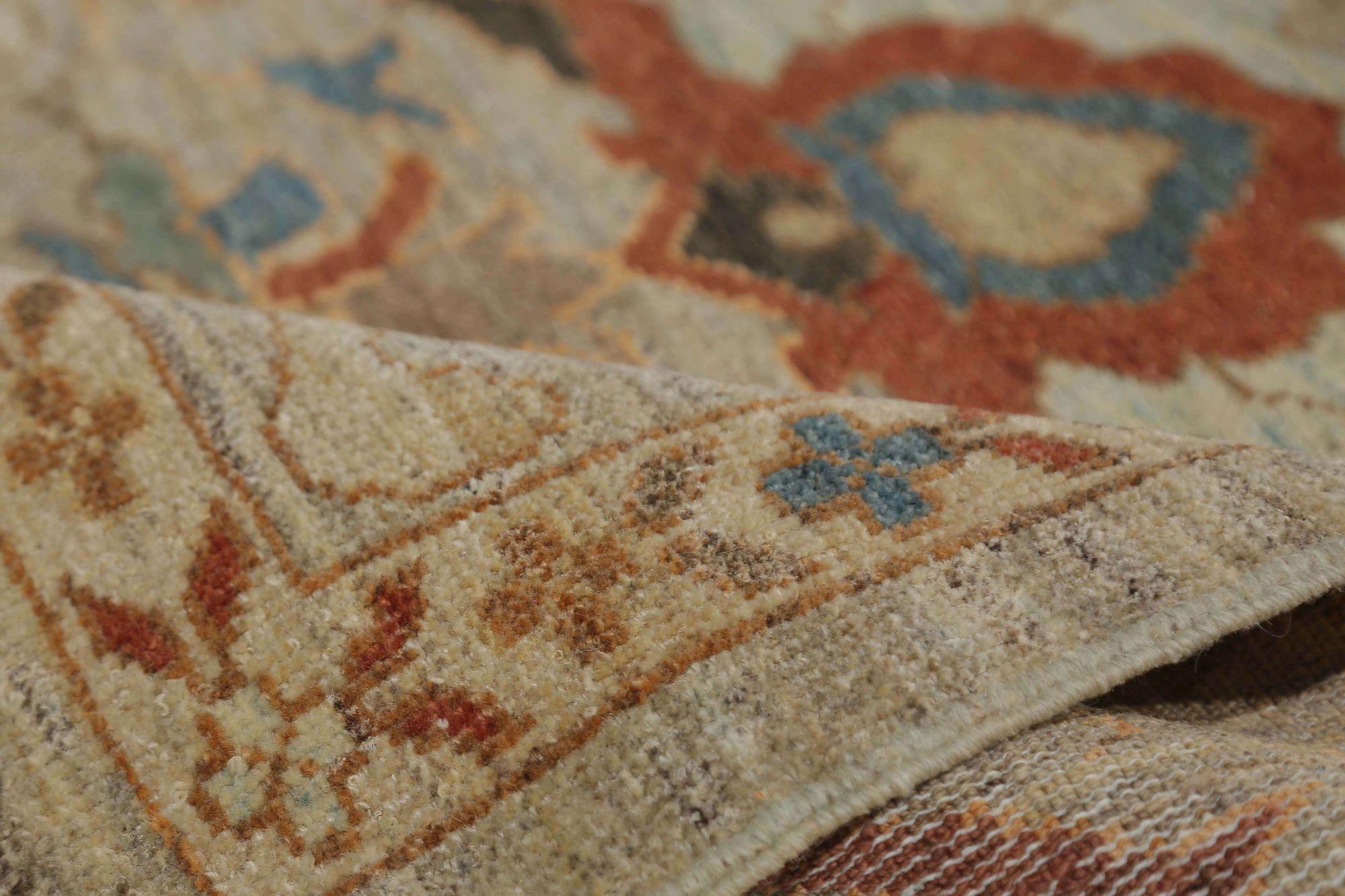 Afghanistan Sultanabad Läufer Teppich - Wolle Grün Elfenbein Taupe - 95822 (Stammeskunst) im Angebot