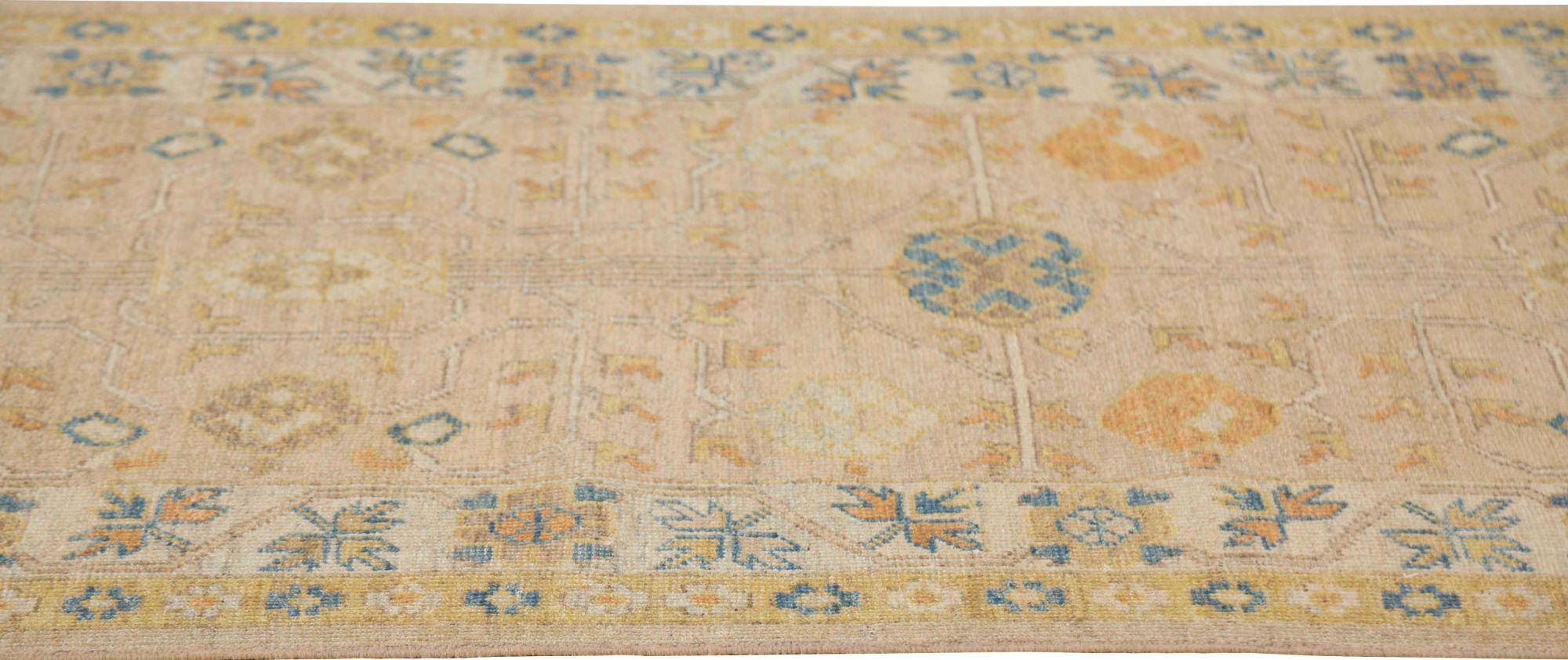Afghanistan Sultanabad Runner Rug - Wool Ivory Design - 95774 In Excellent Condition For Sale In Dallas, TX
