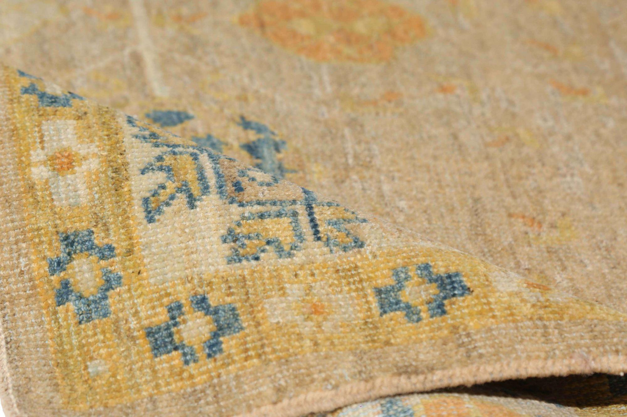 20th Century Afghanistan Sultanabad Runner Rug - Wool Ivory Design - 95774 For Sale