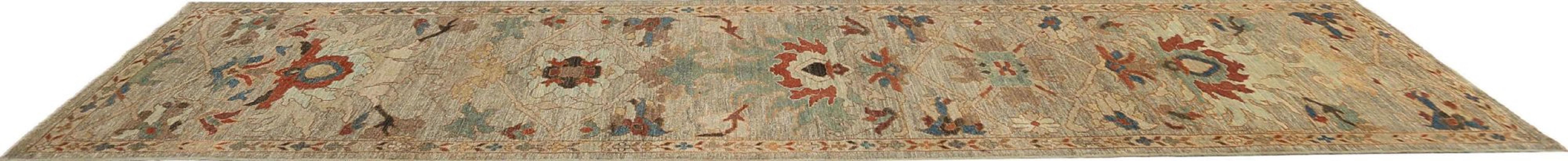 Afghanistan Sultanabad Läufer Teppich - Wolle Elfenbein Design - 95819 (Afghanisch) im Angebot