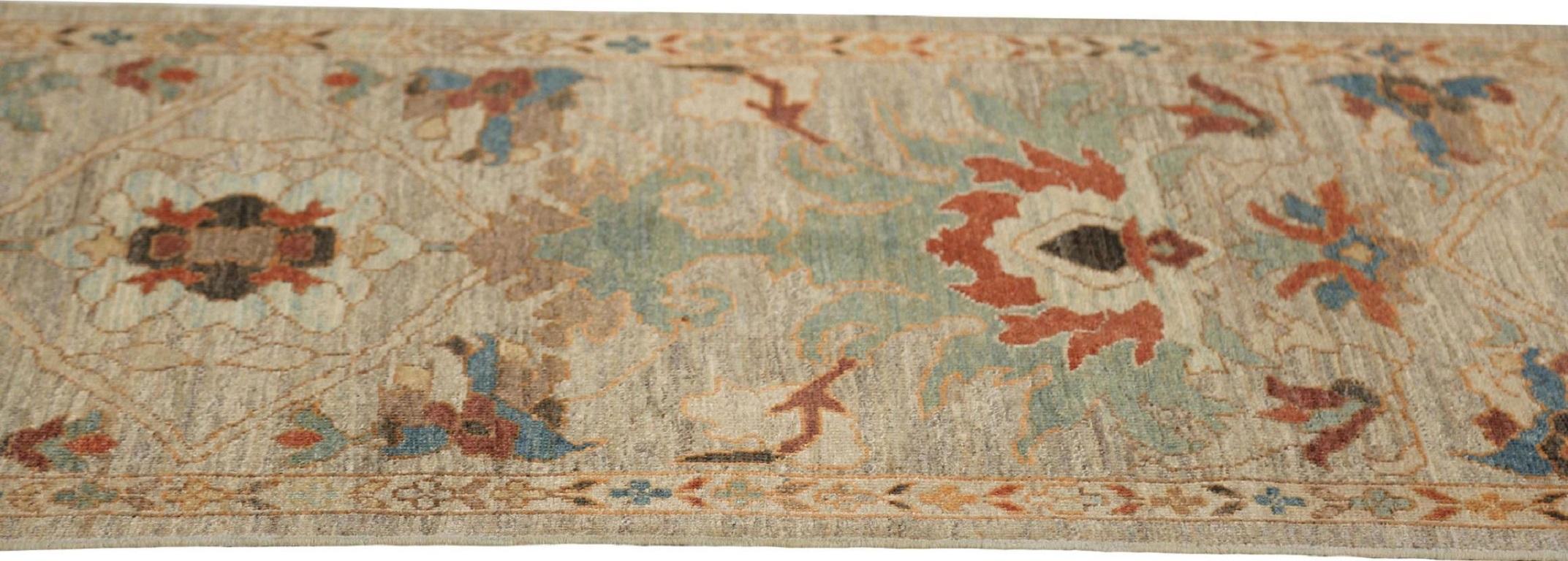 Afghanistan Sultanabad Läufer Teppich - Wolle Elfenbein Design - 95819 im Zustand „Hervorragend“ im Angebot in Dallas, TX