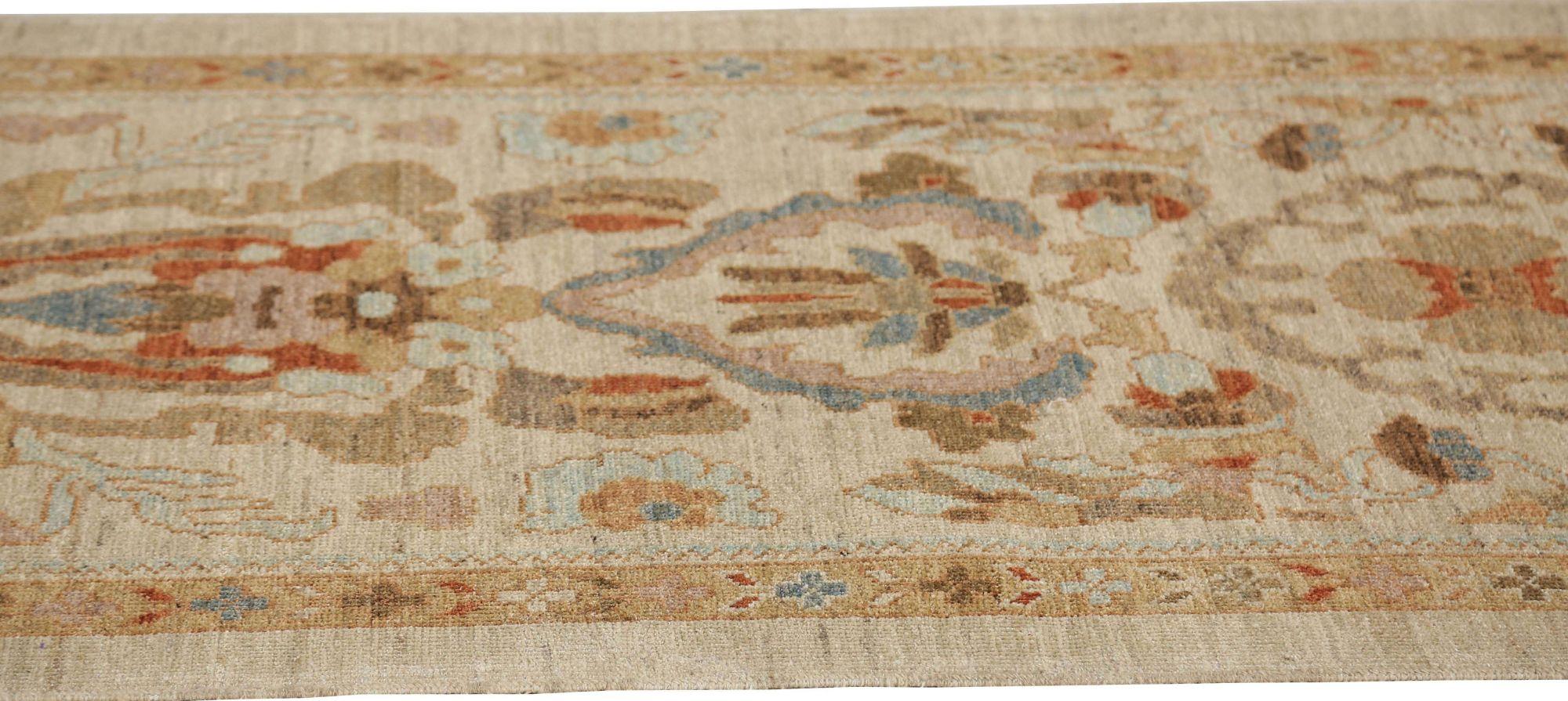 Afghanistan Sultanabad Läufer Teppich - Wolle Elfenbein Design - 95827 im Zustand „Hervorragend“ im Angebot in Dallas, TX