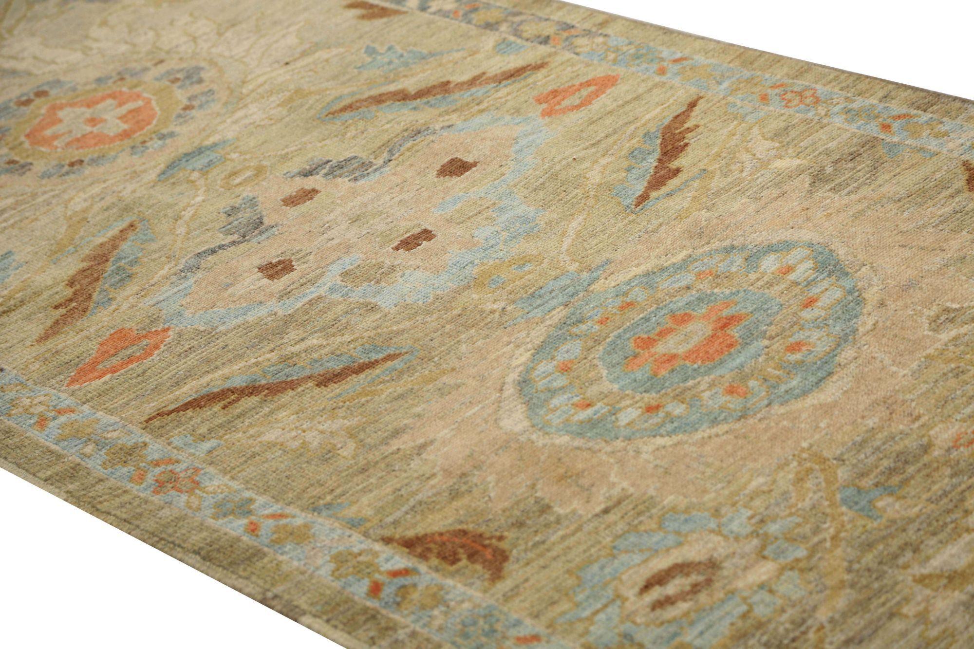 Afghanistan Sultanabad Läufer Teppich - Wolle Elfenbein Design - 95974 (Stammeskunst) im Angebot