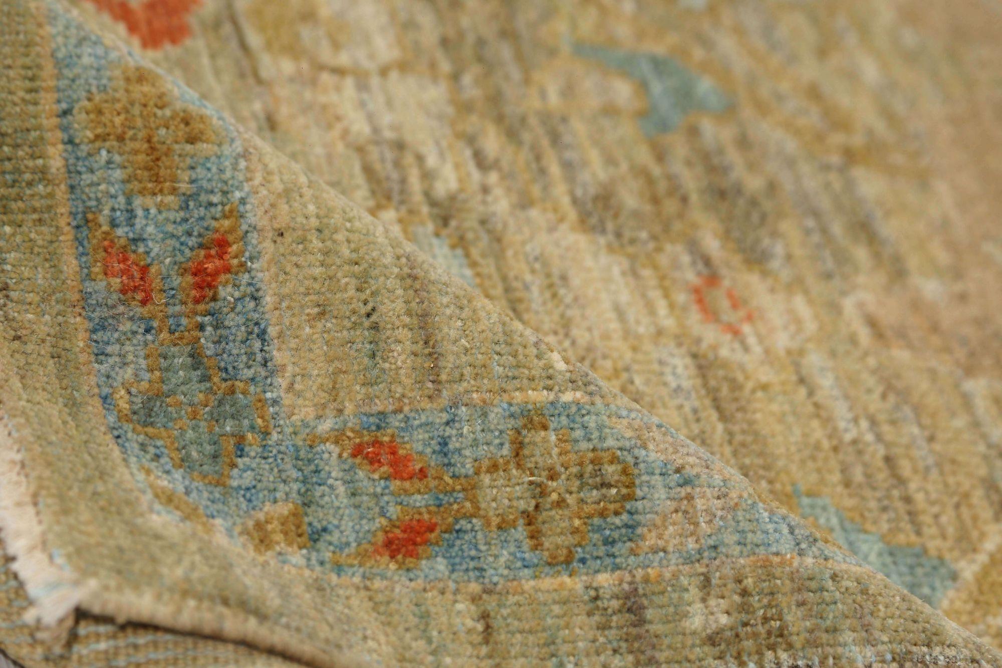 Afghanistan Sultanabad Läufer Teppich - Wolle Elfenbein Design - 95974 (Handgeknüpft) im Angebot
