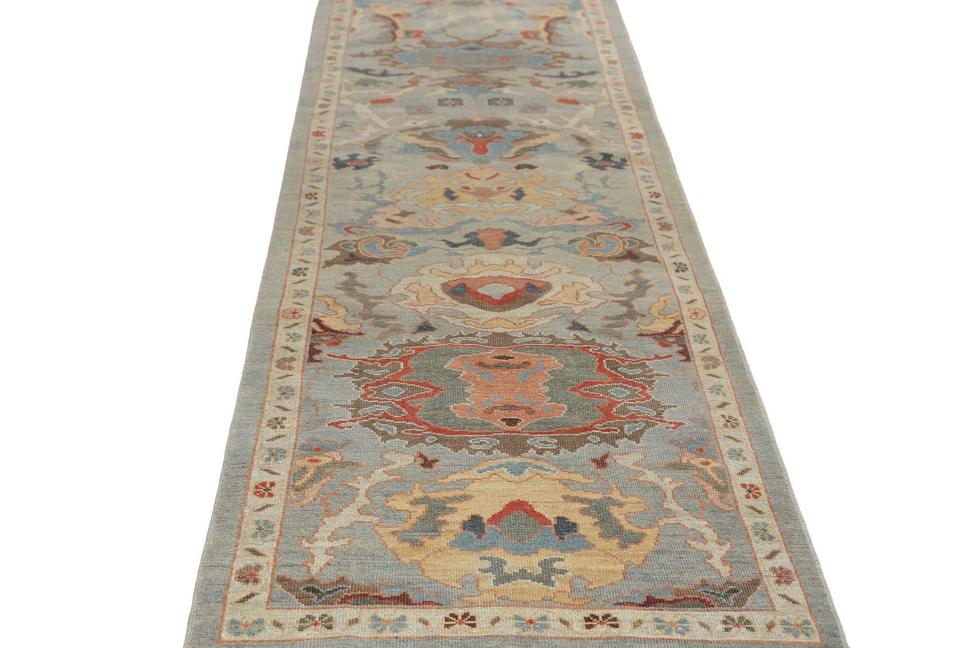 Afghanistan Sultanabad Läufer Teppich - Wolle Elfenbein Design - 97029 (Stammeskunst) im Angebot