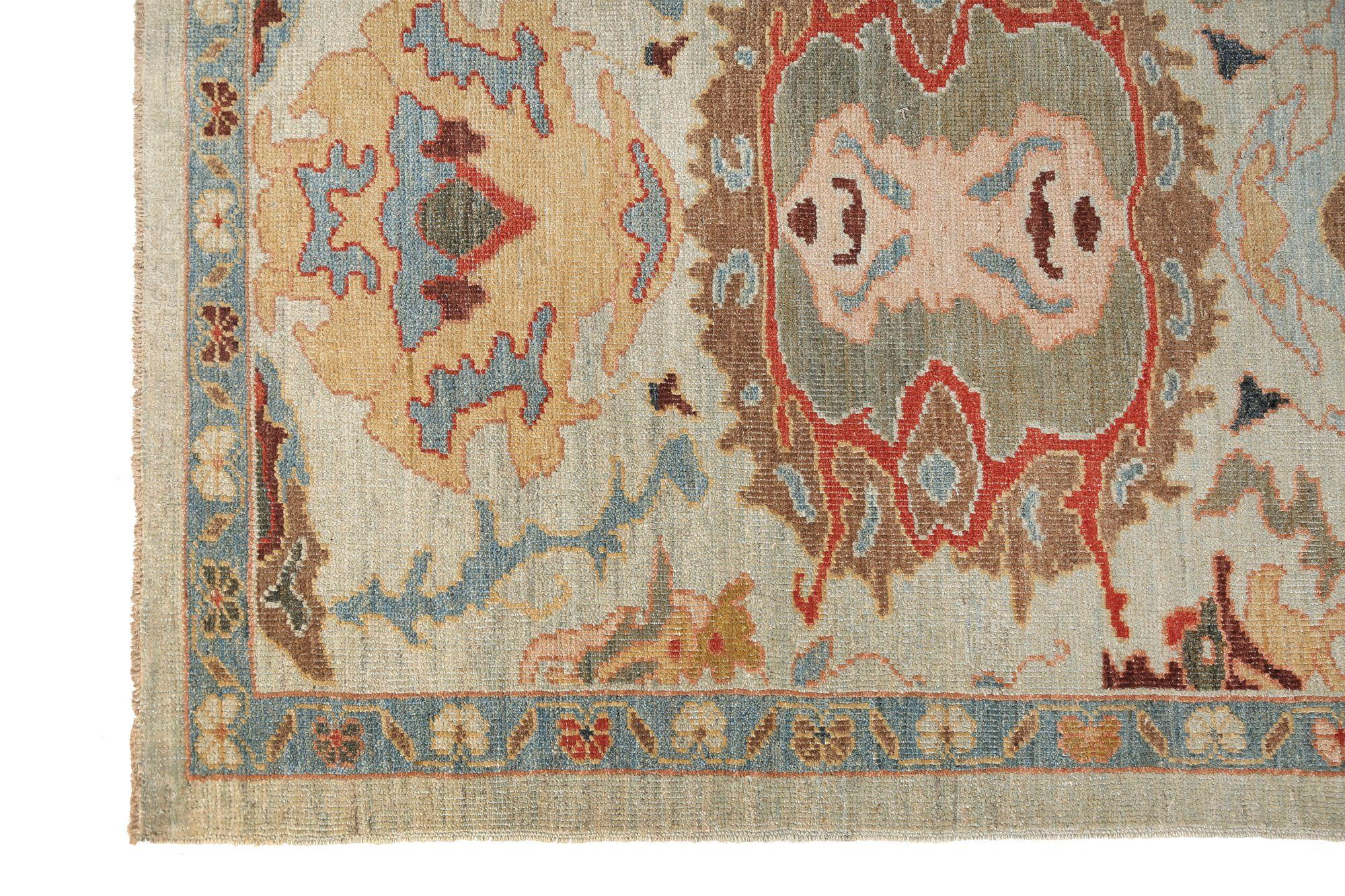 Entdecken Sie die Eleganz des afghanischen Sultanabad-Teppichs mit Läufer um 1990. Dieses exklusive Design aus Wolle und Elfenbein ist perfekt, um Ihren Raum zu verschönern.