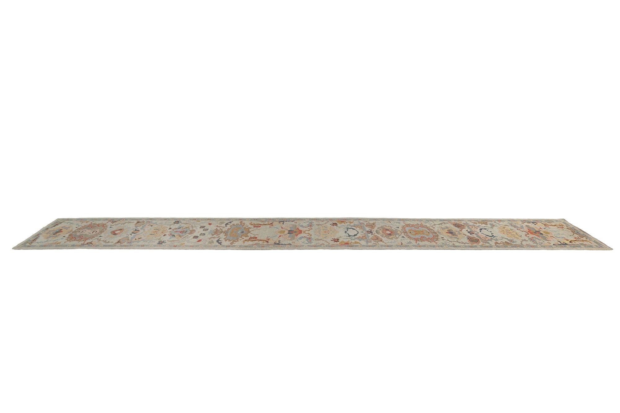 Afghanistan Sultanabad Läufer Teppich - Wolle Elfenbein Design - 97509 (Afghanisch) im Angebot