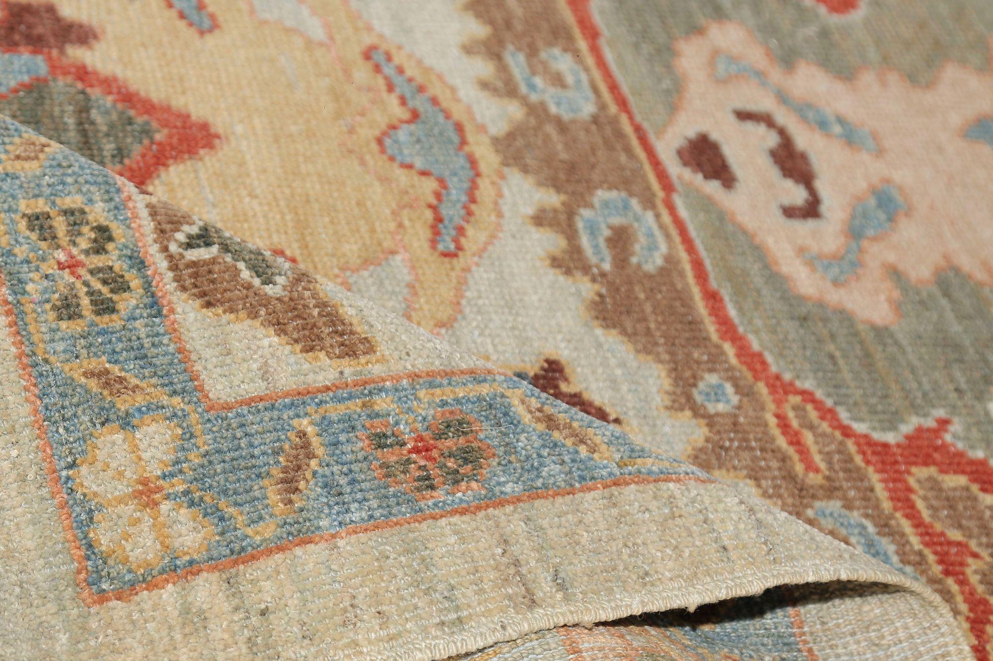 Afghanistan Sultanabad Läufer Teppich - Wolle Elfenbein Design - 97509 im Zustand „Hervorragend“ im Angebot in Dallas, TX