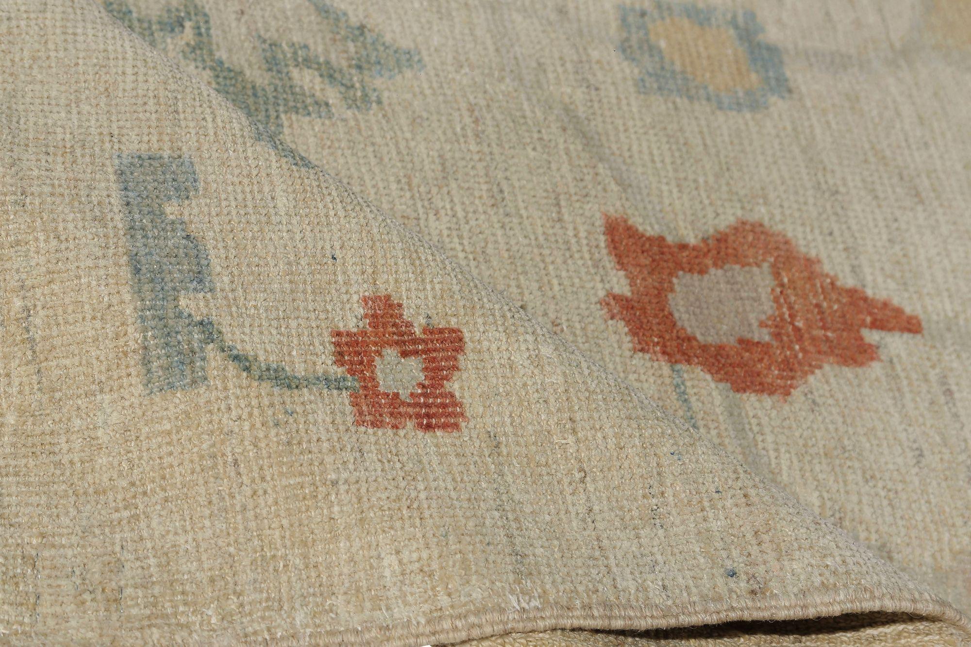 Afghano Tappeto Afghanistan Sultanabad Rugs - Lana Avorio Design/One - 97510 in vendita