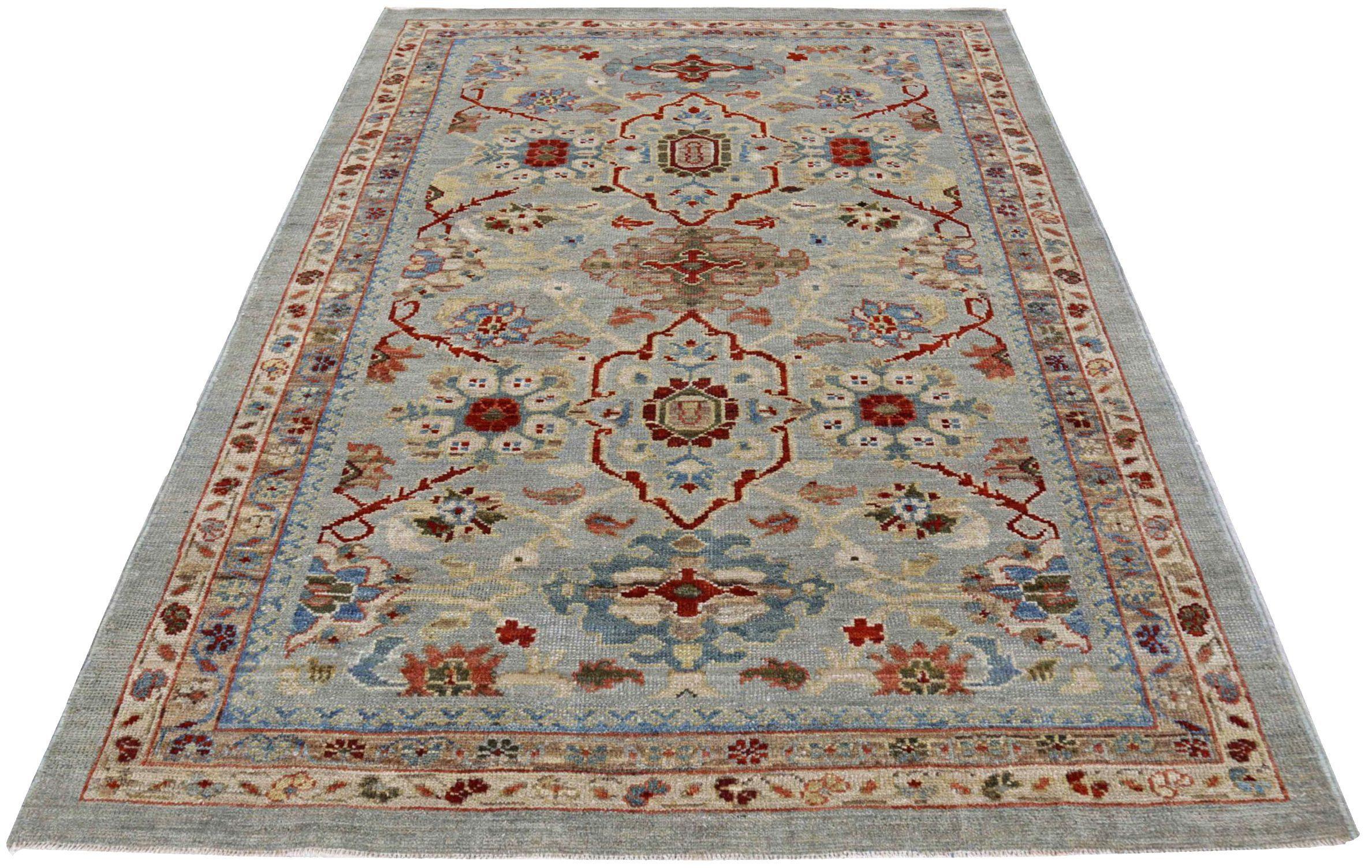 Entdecken Sie die Eleganz von Afghanistan Sultanabad mit dem kleinen Teppich CIRCA 1990. Dieses exklusive Design aus Wolle und Blau-Elfenbein-Rot ist perfekt, um Ihren Raum zu verschönern.
