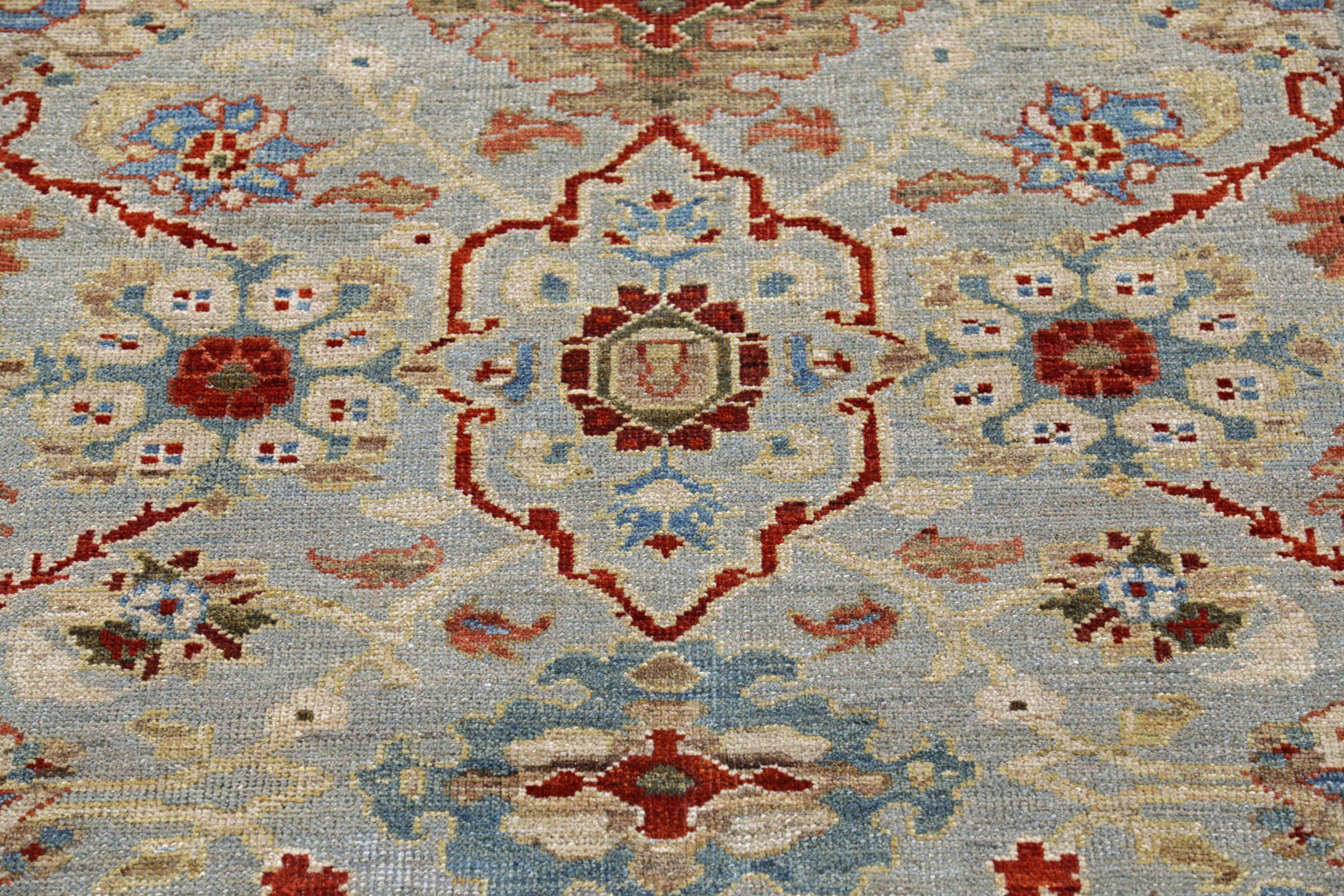 Sultanabad Afghanistan Sultanabad Kleiner Teppich Circa 1990 - Wolle Blau Elfenbein Rot Design - 90980 (Afghanisch) im Angebot
