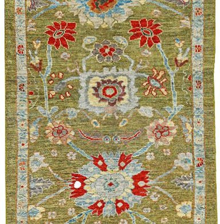 Sultanabad Afghanistan Sultanabad Kleiner Teppich - Wolle Blau Grün Rot Design - 90819 (Stammeskunst) im Angebot